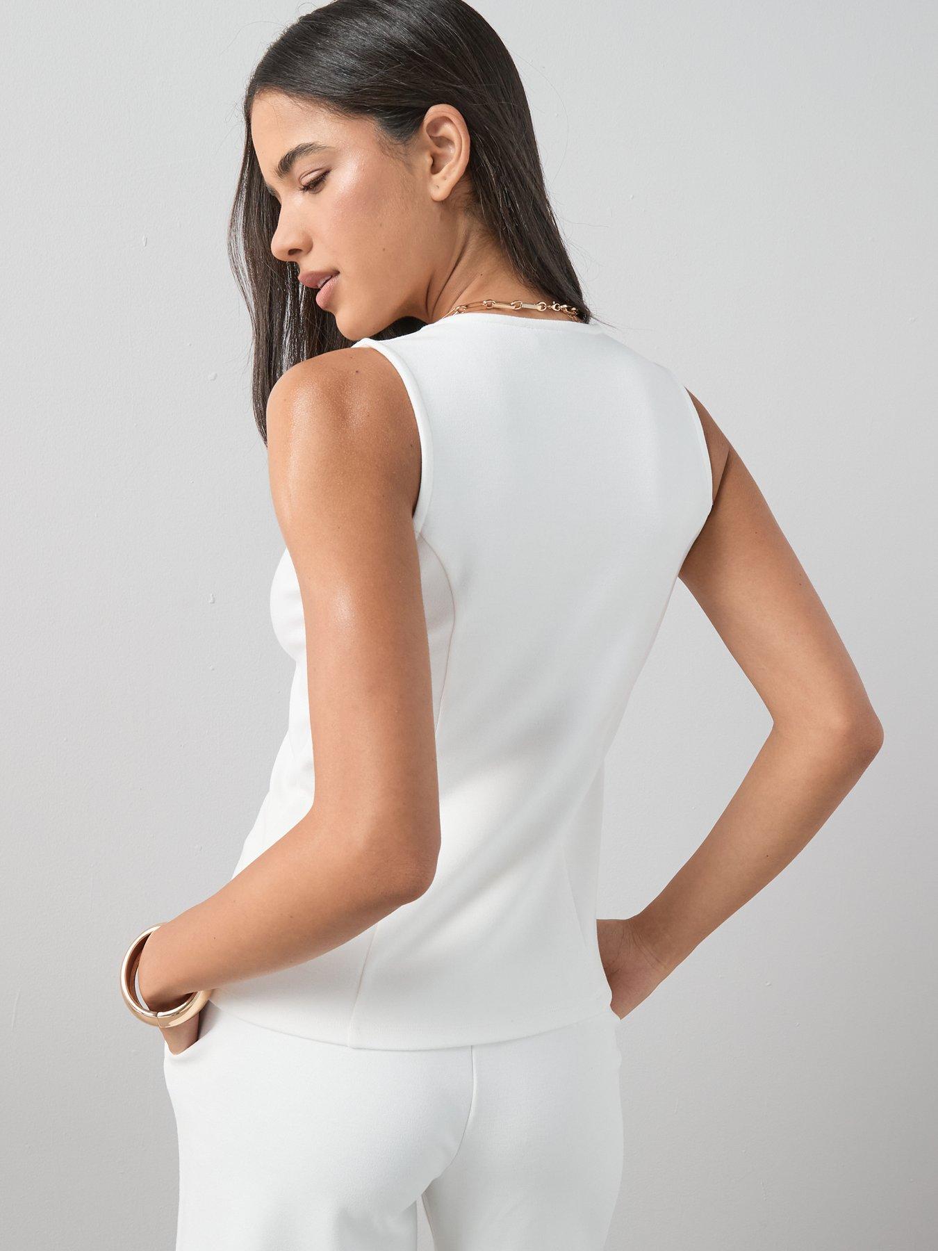 Image 2 of 7 of The Very Collection Longline Waistcoat - White