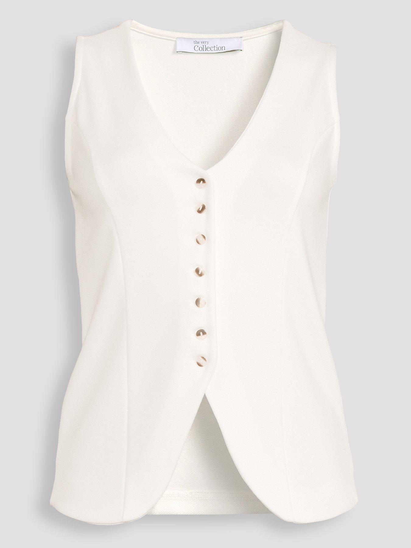 Image 7 of 7 of The Very Collection Longline Waistcoat - White