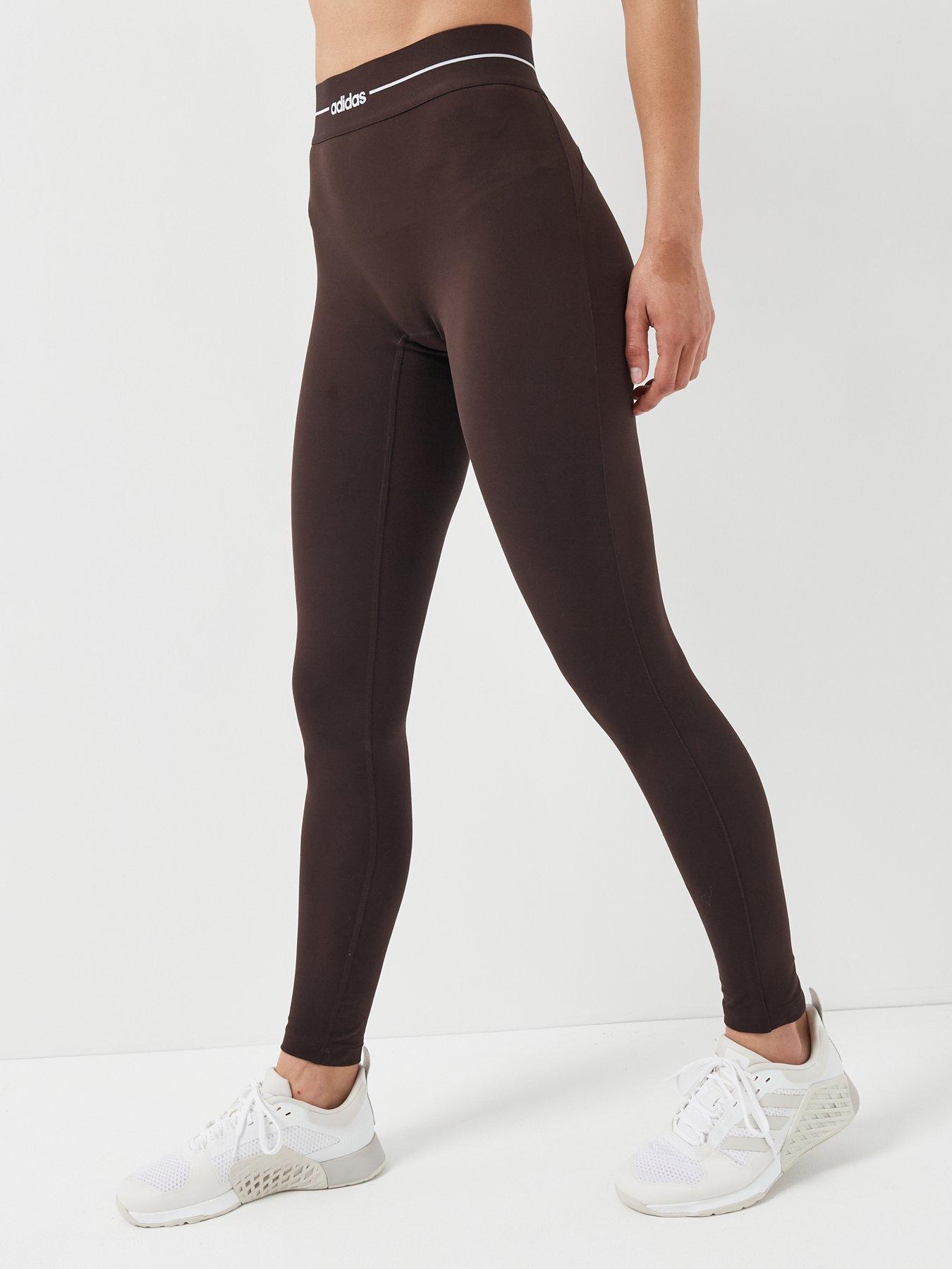 adidas Women's Training Hyperglam Linear Tights - Brown