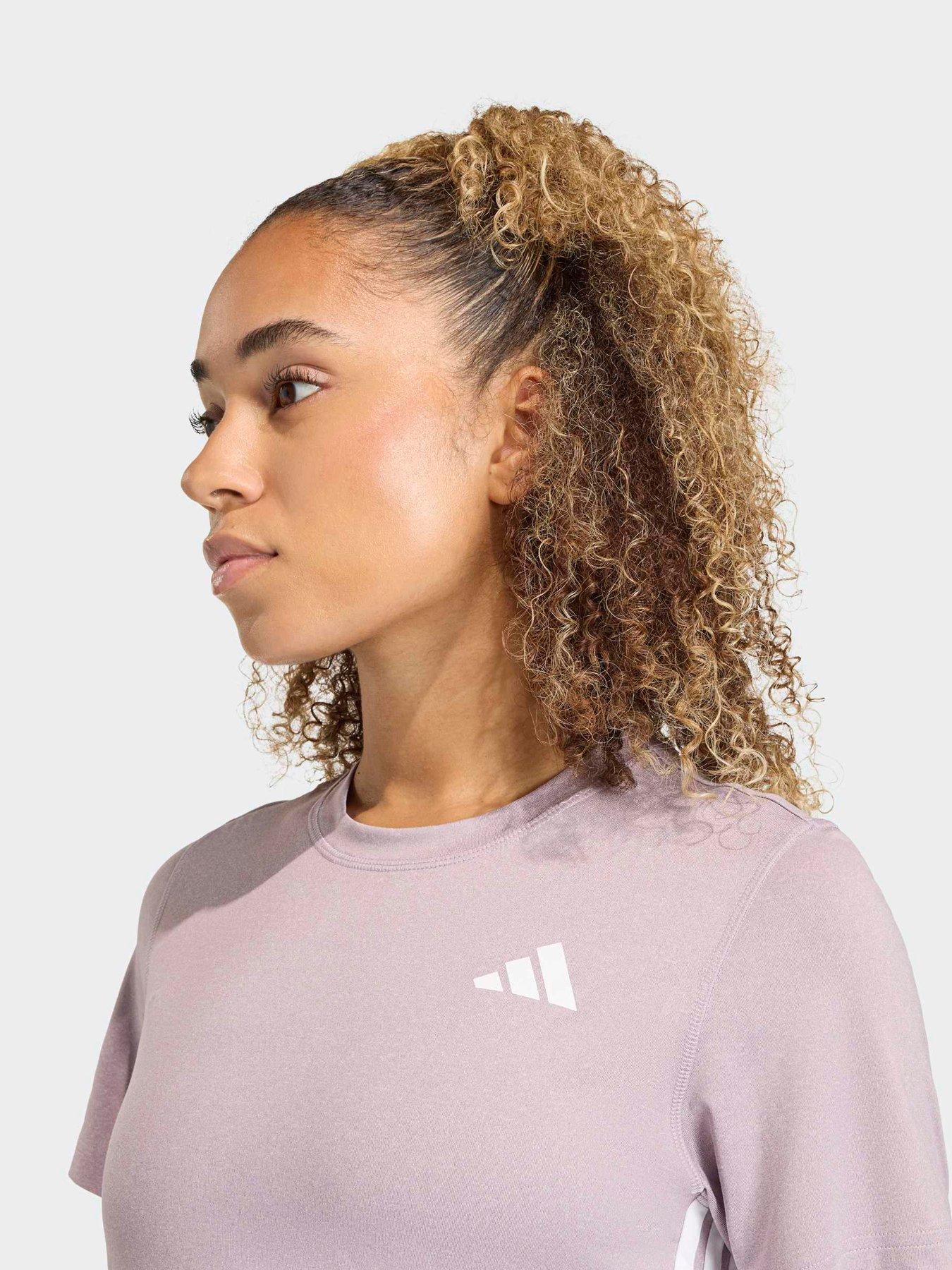 Image 4 of 5 of adidas Women's Training Workout Essentils Crop Tee- Brown