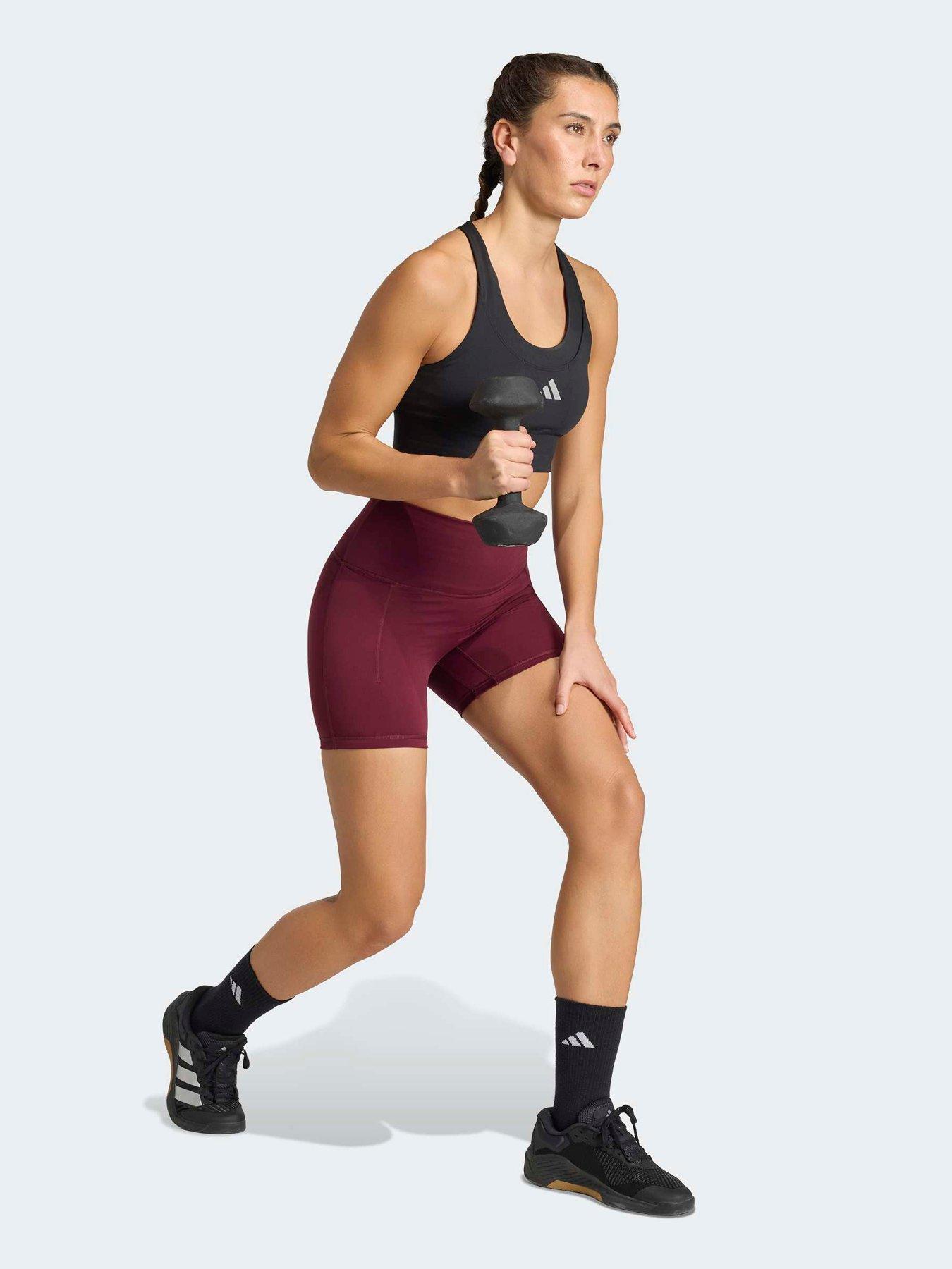  image of adidas-womens-training-3-stripe-sculpt-tight--maroon