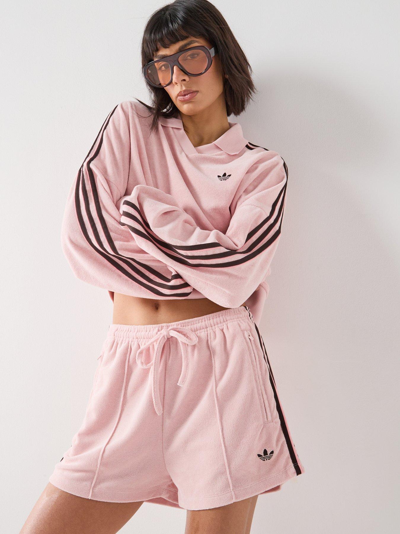 Image 1 of 6 of adidas Originals Women's Terry Towel Firebird Shorts - Pink
