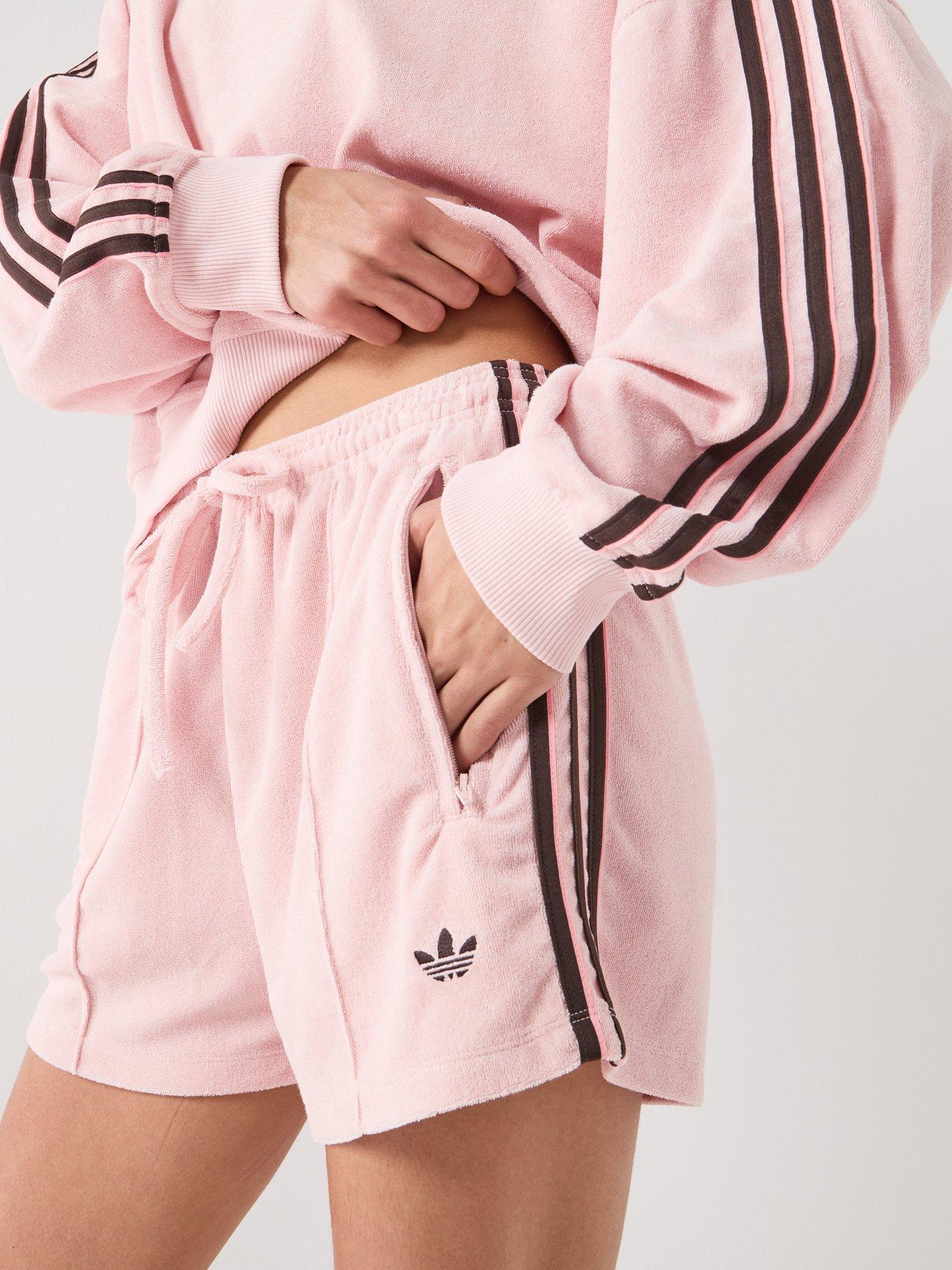 Image 4 of 6 of adidas Originals Women's Terry Towel Firebird Shorts - Pink