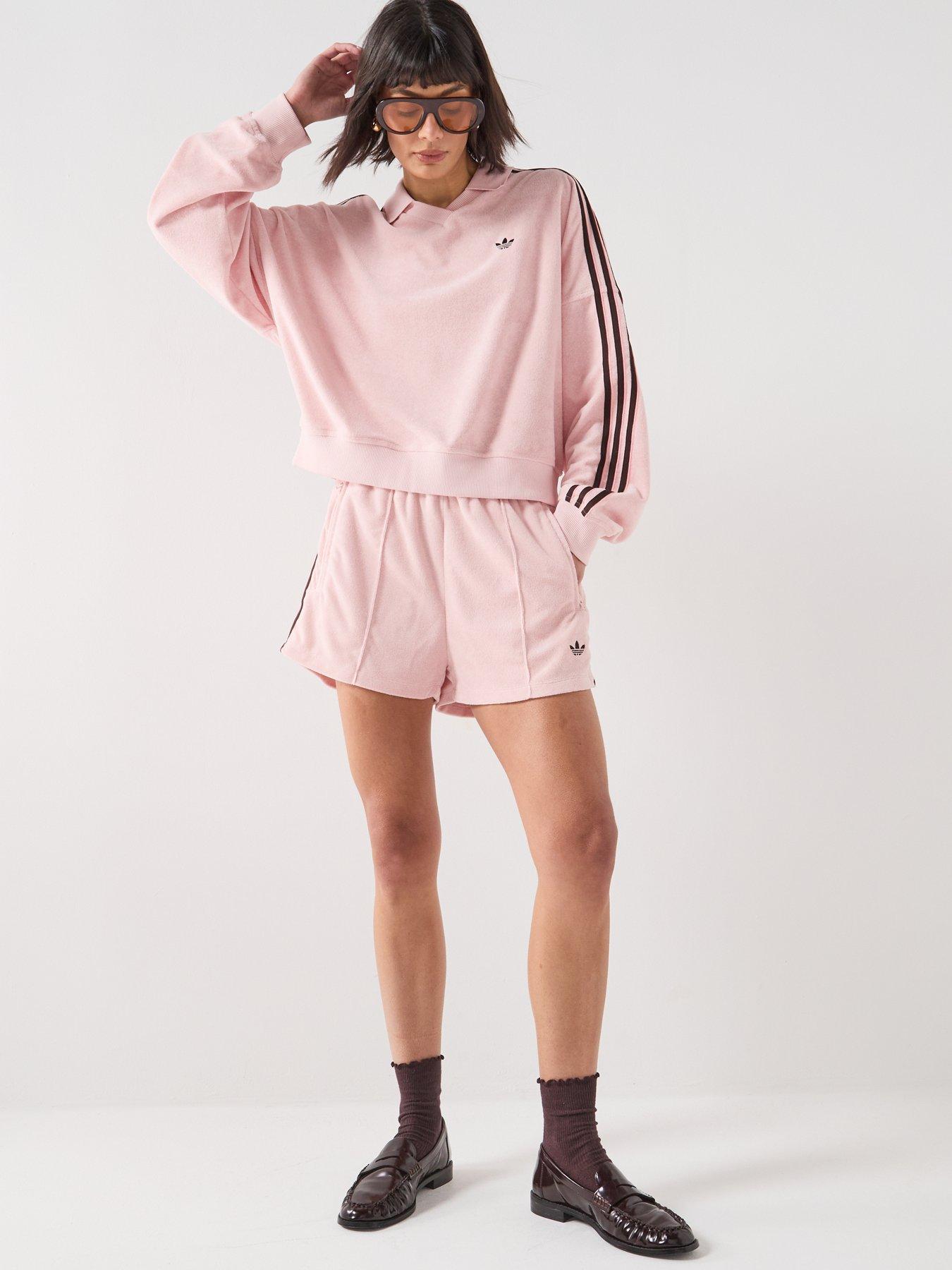 Image 5 of 6 of adidas Originals Women's Terry Towel Firebird Shorts - Pink