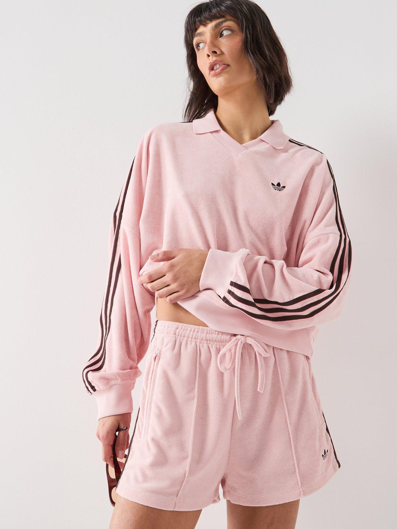 Image 6 of 6 of adidas Originals Women's Terry Towel Firebird Shorts - Pink