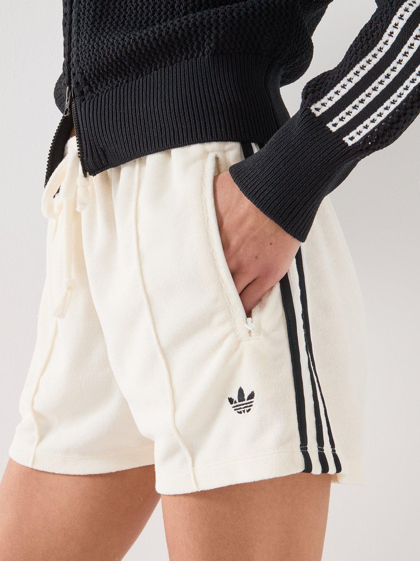 Image 4 of 6 of adidas Originals Women's Terry Towel Firebird Shorts - White