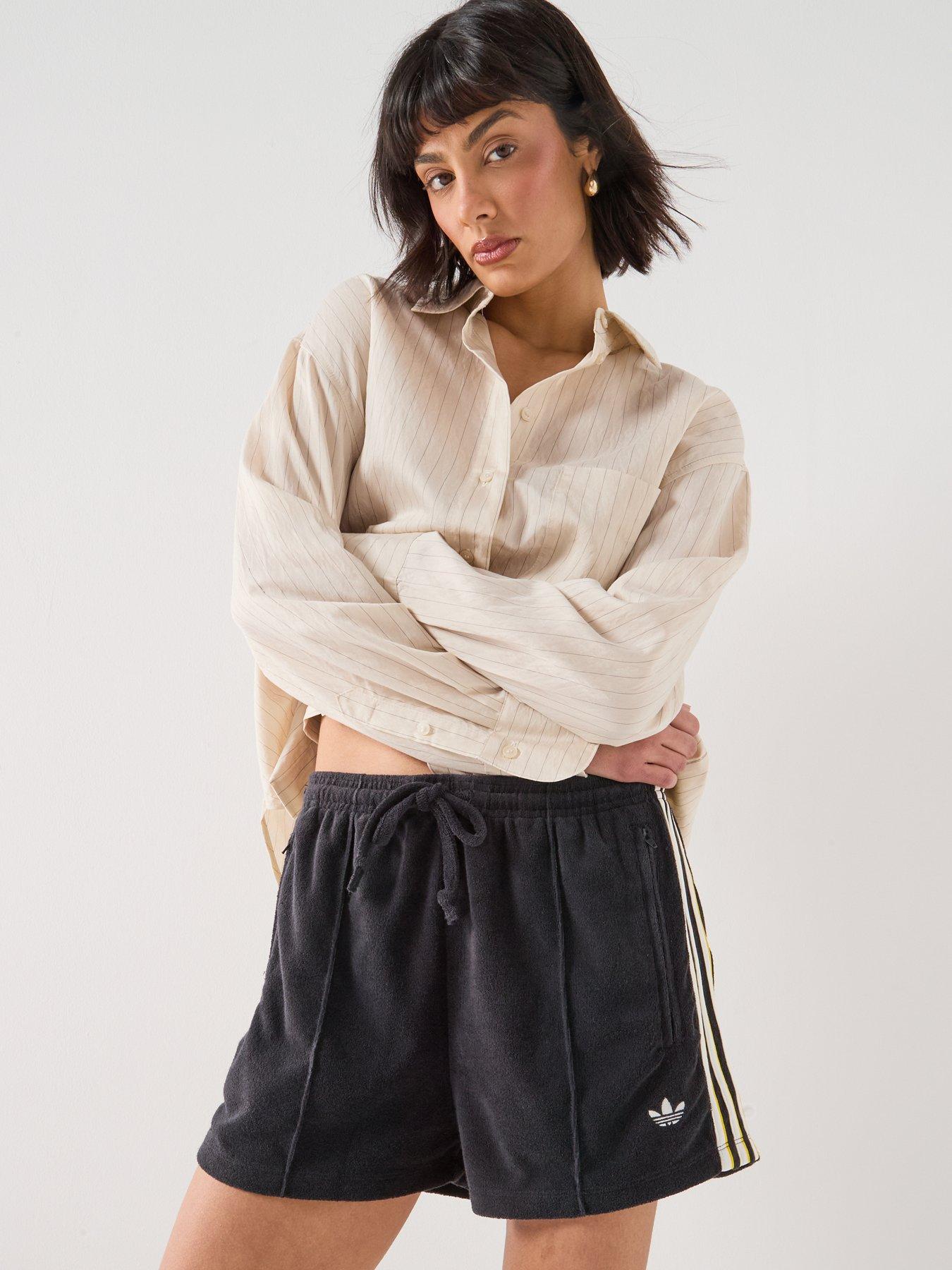 Image 6 of 6 of adidas Originals Women's Terry Towel Firebird Shorts - Black