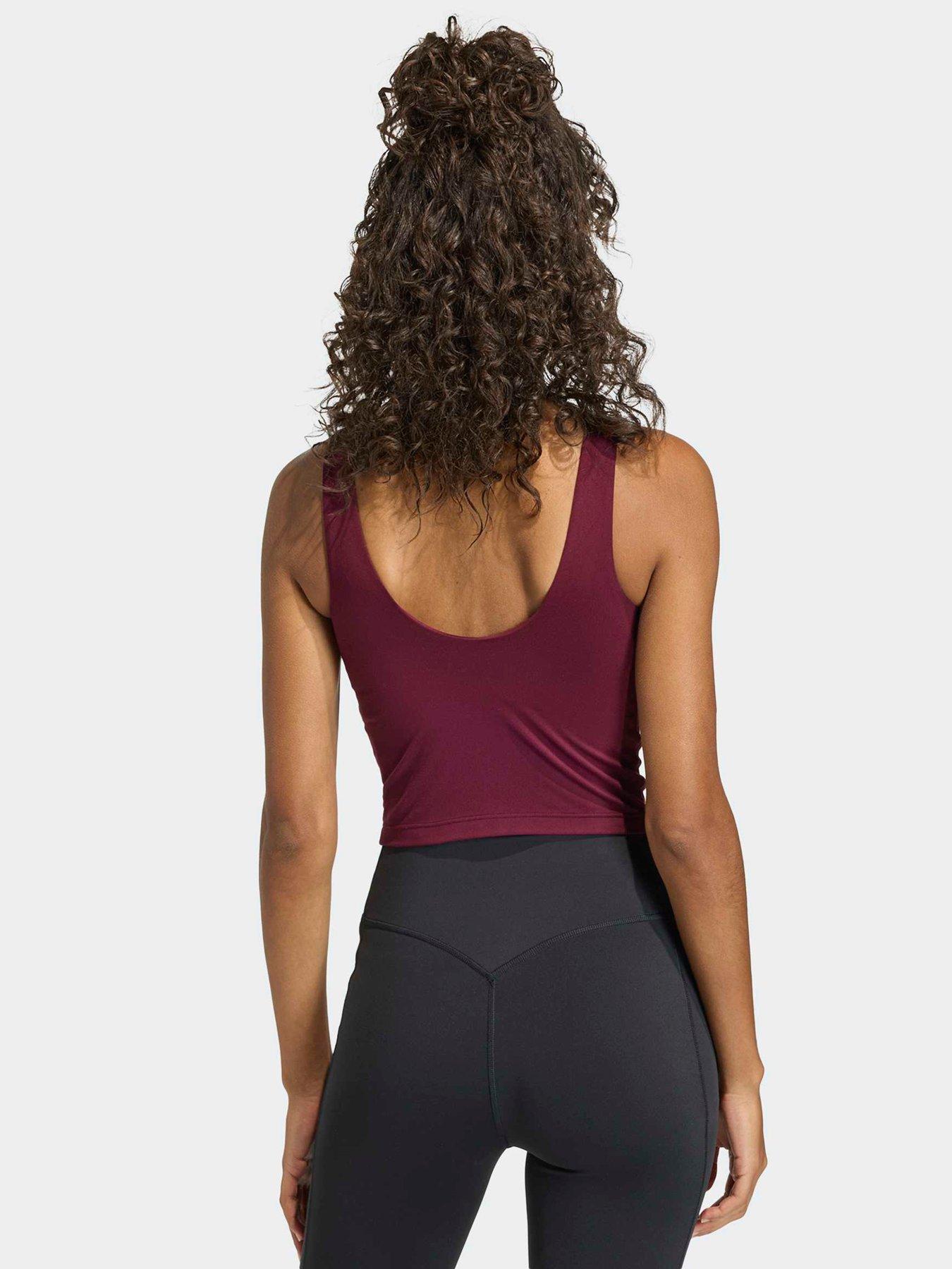 Image 2 of 5 of adidas Women's Training 3 Stripe Tank- Maroon - Red