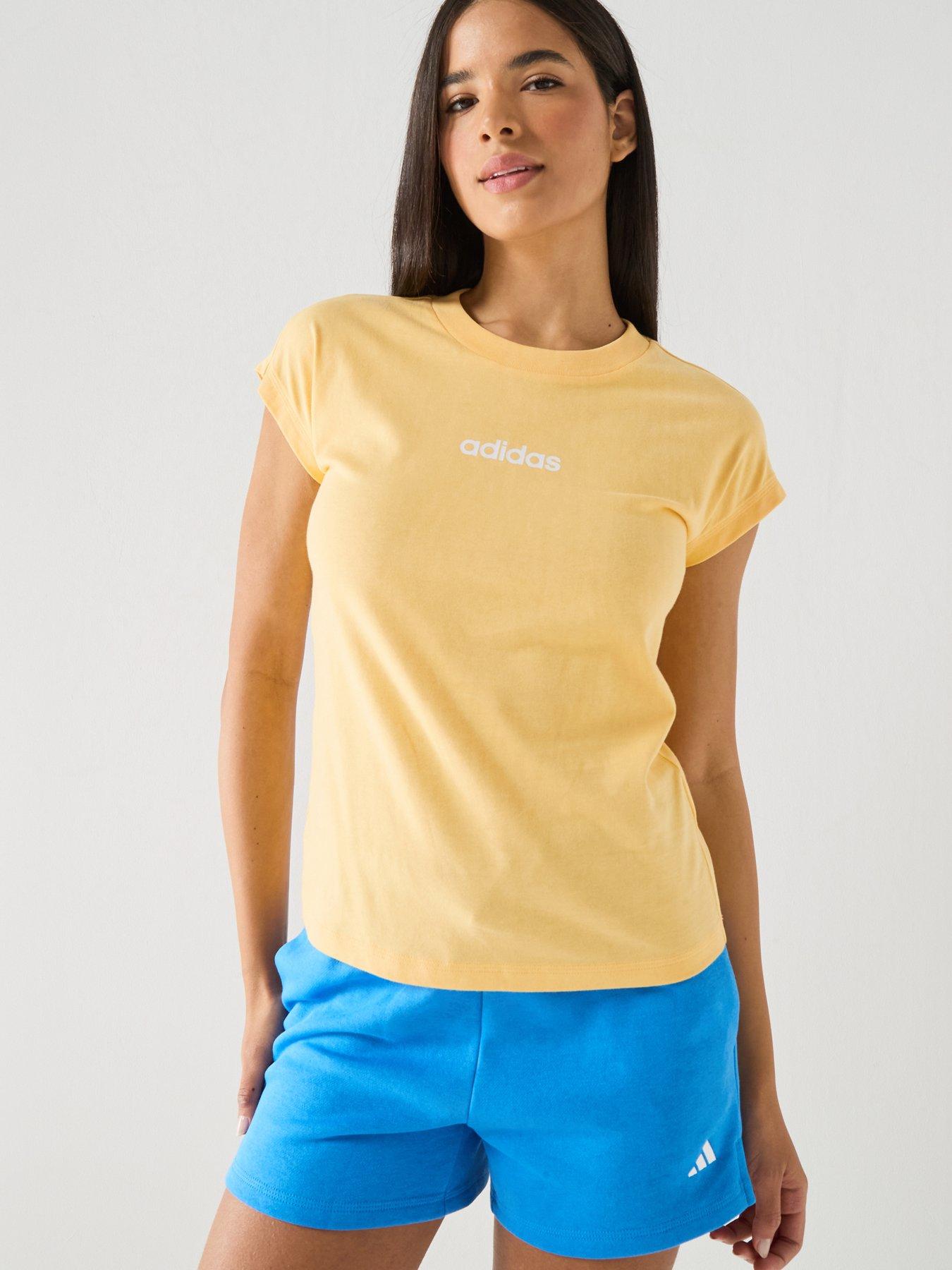 Image 1 of 7 of adidas Sportswear Womens Essentials Linear Cotton T-shirt - Yellow
