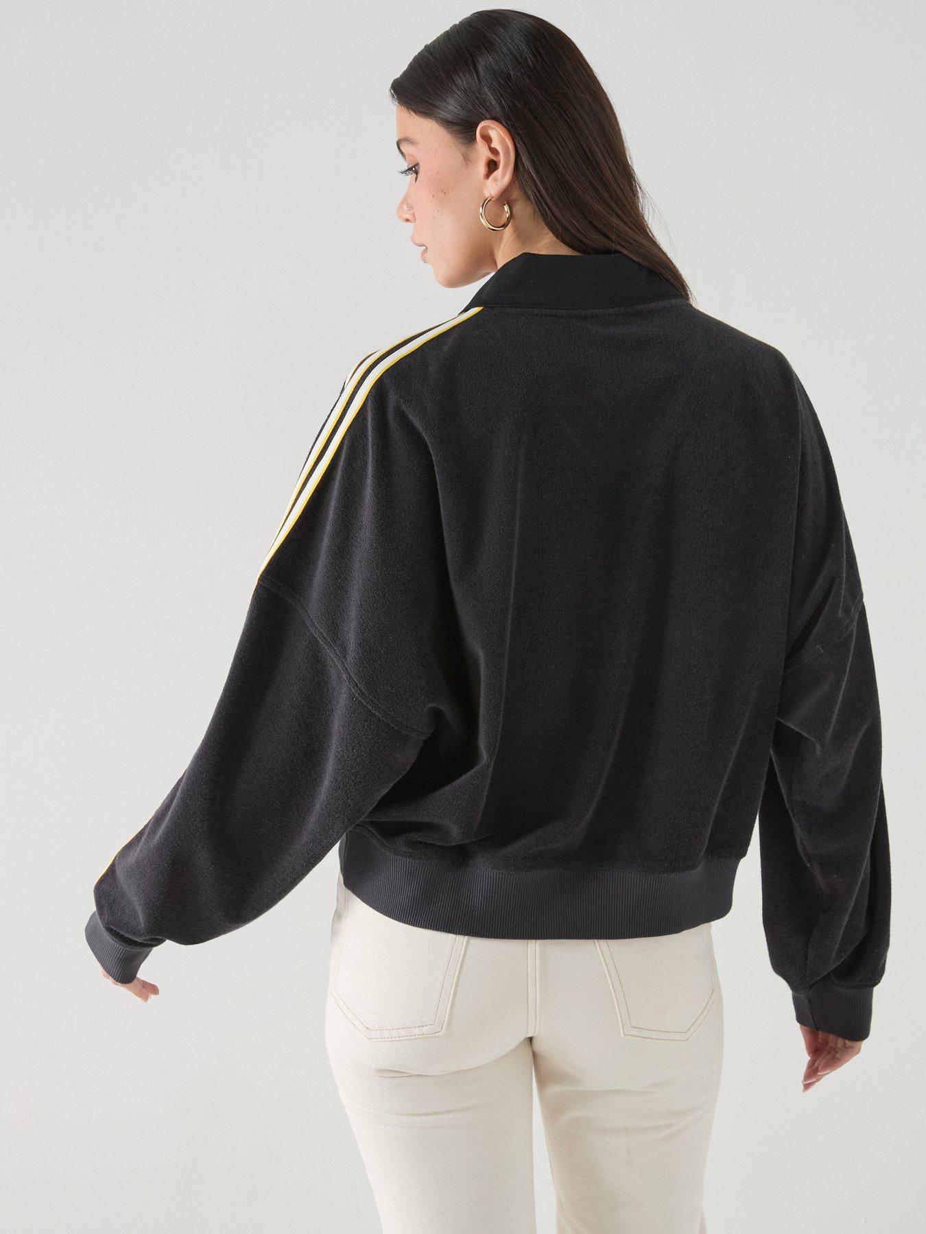 Image 2 of 6 of adidas Originals Women's Terry Towel V Neck Long Sleeves - Black