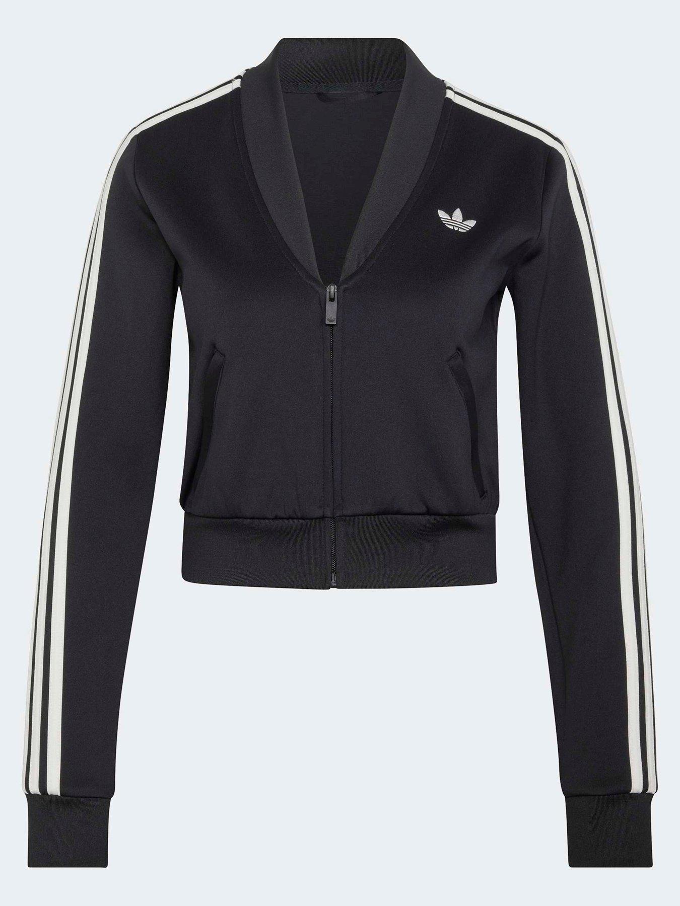 adidas Originals Women's V-Neck Super Star Track Top - Black | Littlewoods