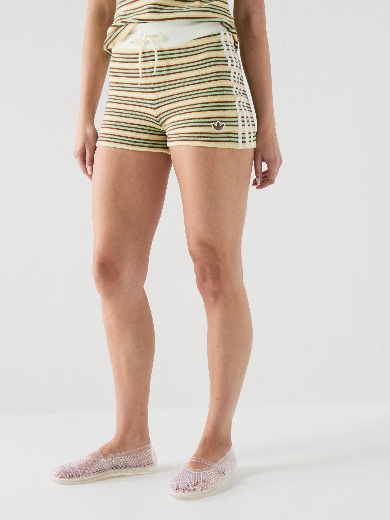 Image 2 of 6 of adidas Originals Summer Glow Striped Booty Shorts - Easy Yellow