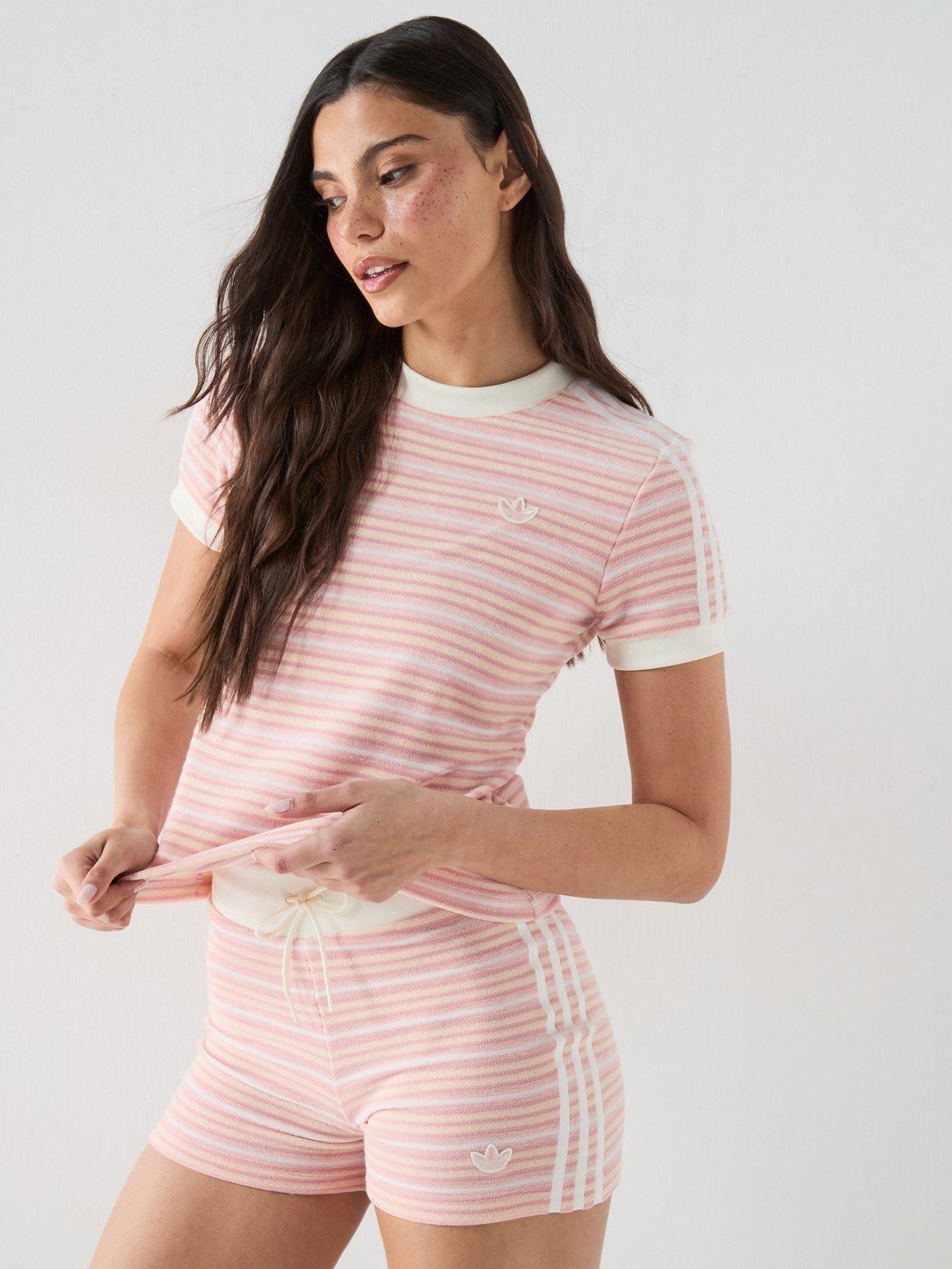 adidas Originals Womens Striped Shorts - Pink
