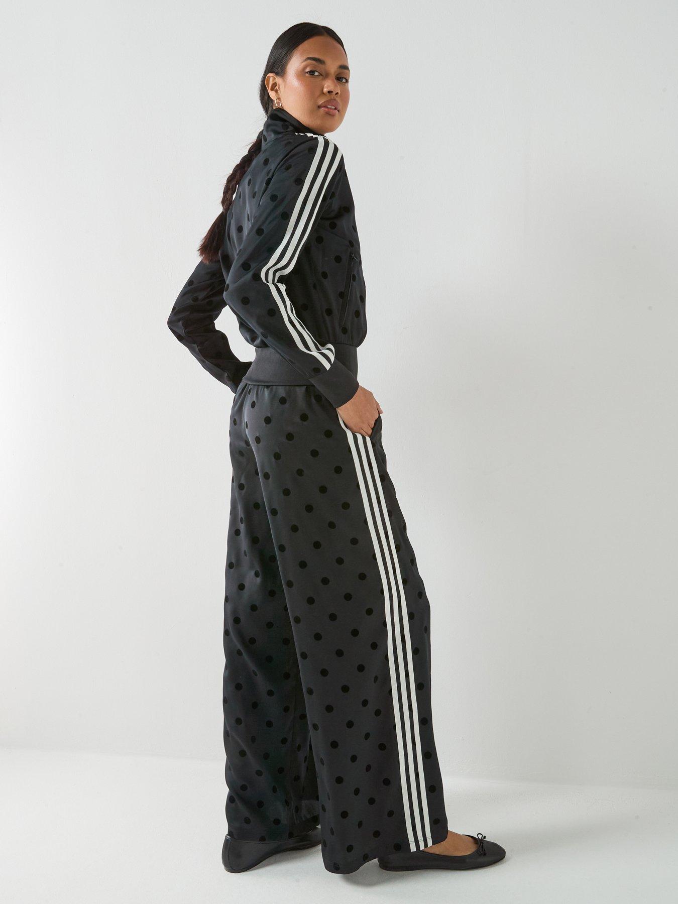 Image 2 of 6 of adidas Originals Womens Satin Polka Dot Wide Leg Pants - Black