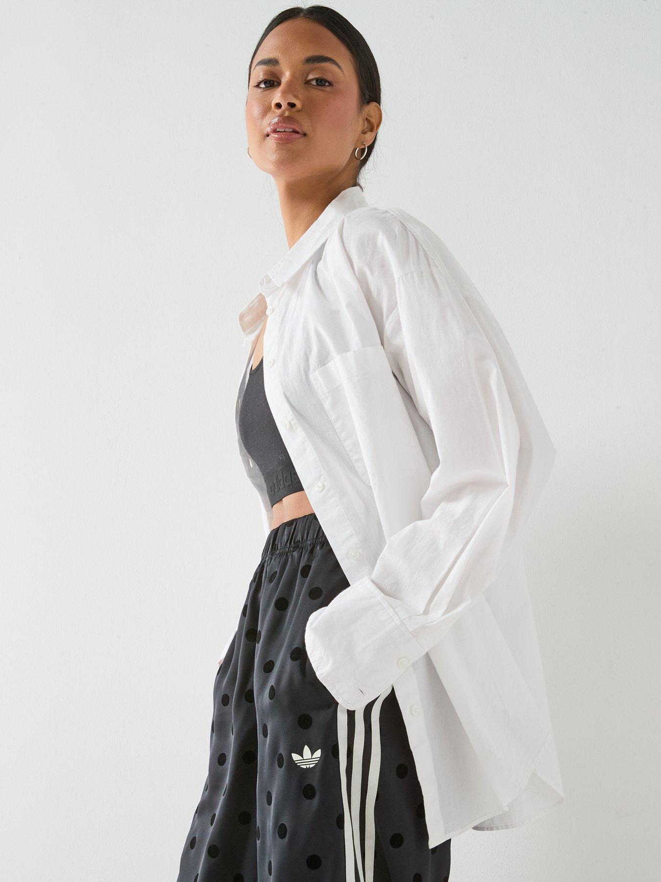 Image 5 of 6 of adidas Originals Womens Satin Polka Dot Wide Leg Pants - Black