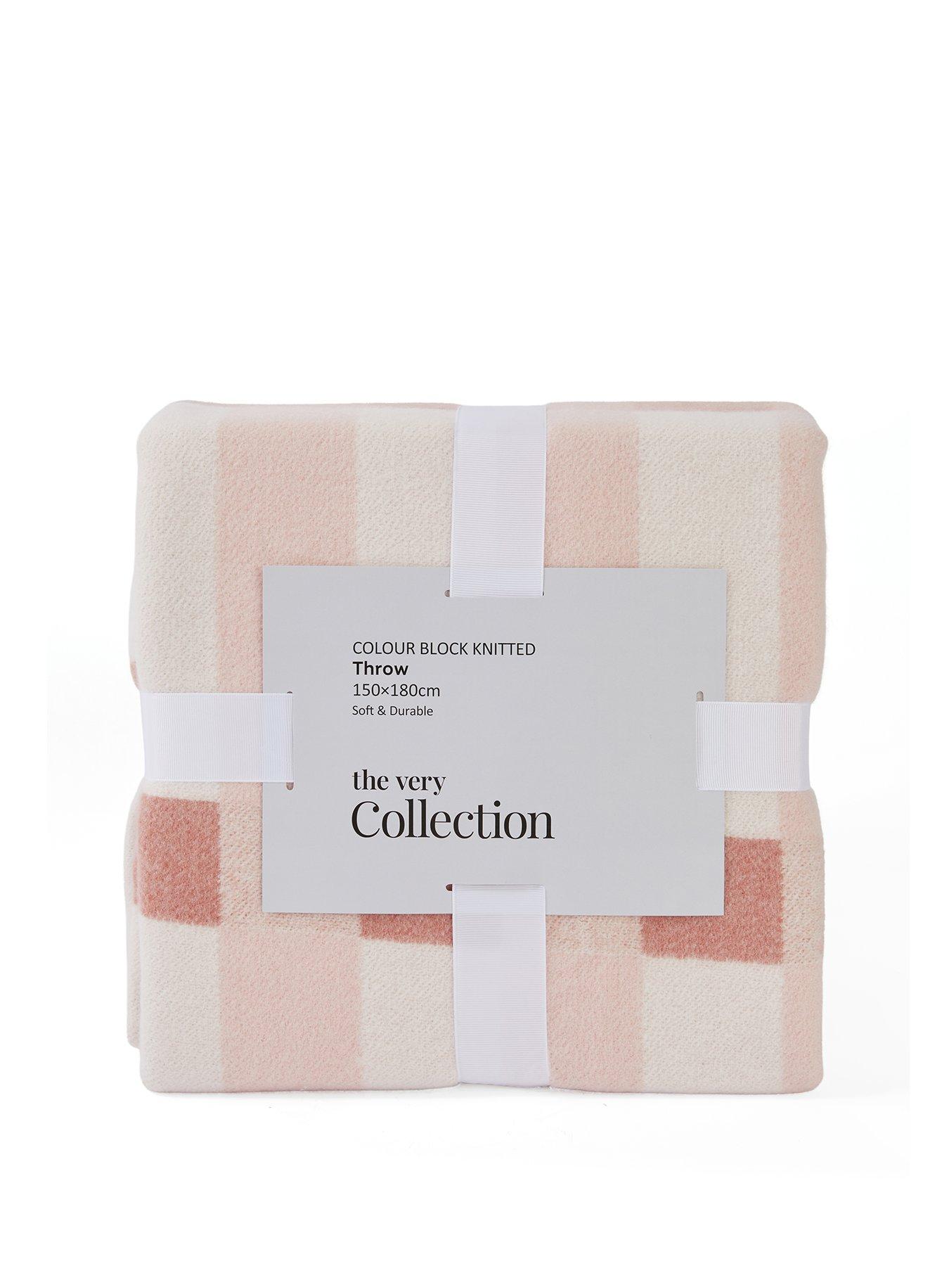 Image 2 of 7 of The Very Collection Colour Block Knitted Throw 180&nbsp;x&nbsp;150cm - Pink