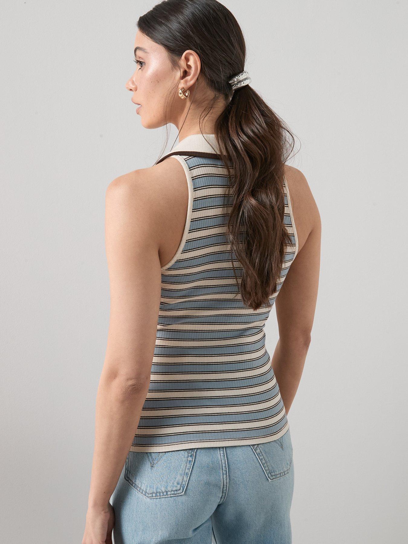 Image 2 of 6 of The Very Collection Stripe Collared Racer Top - Multi