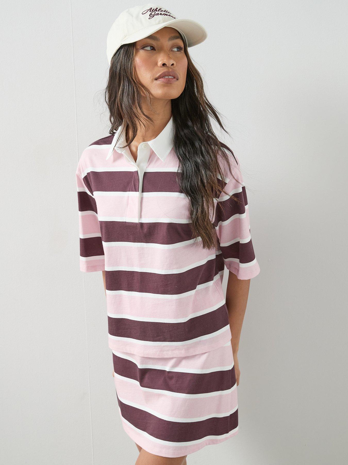  image of the-very-collection-stripe-mini-skirt-co-ord-multi