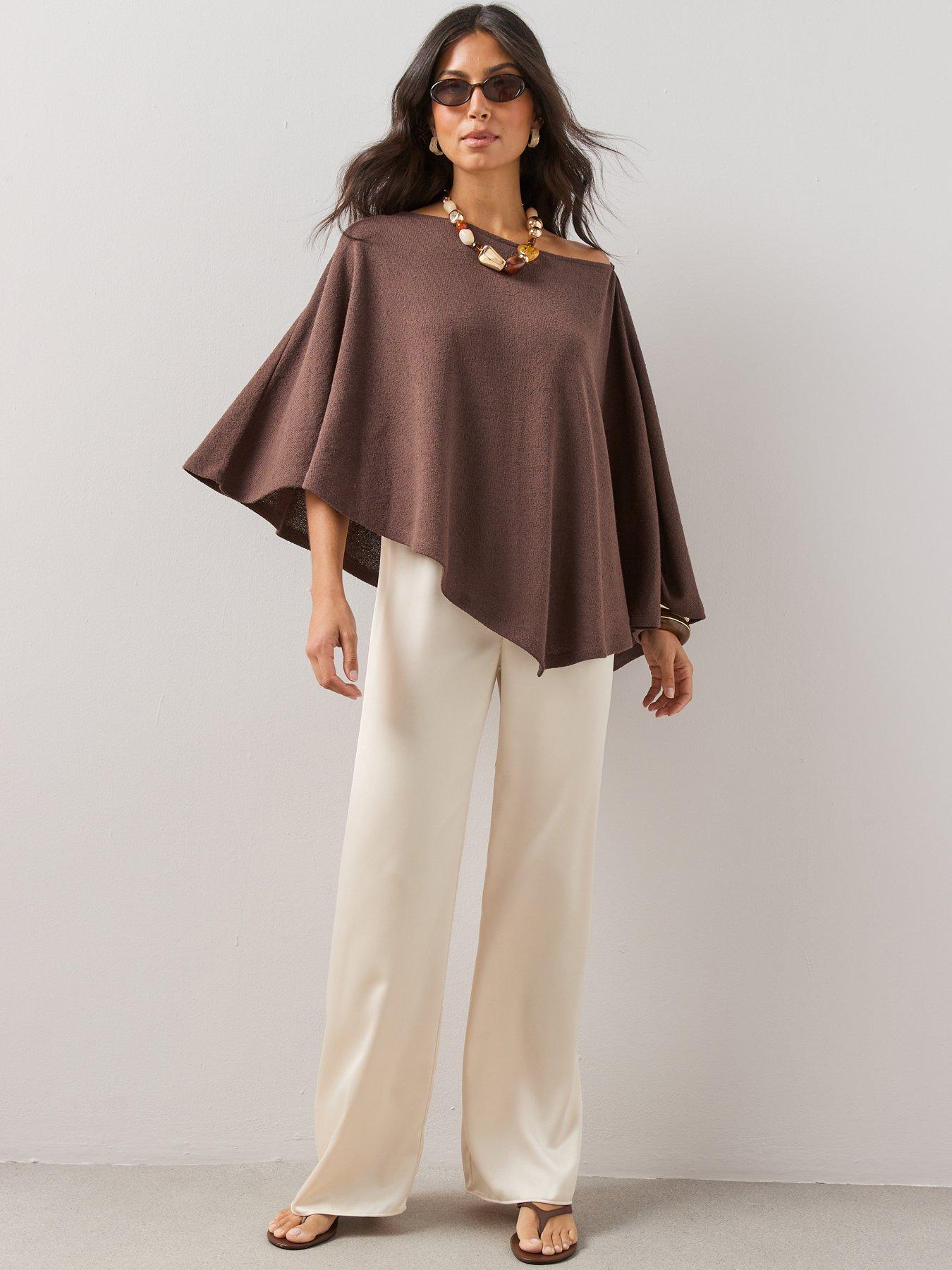 The Very Collection Textured Loose Fit Cape - Brown