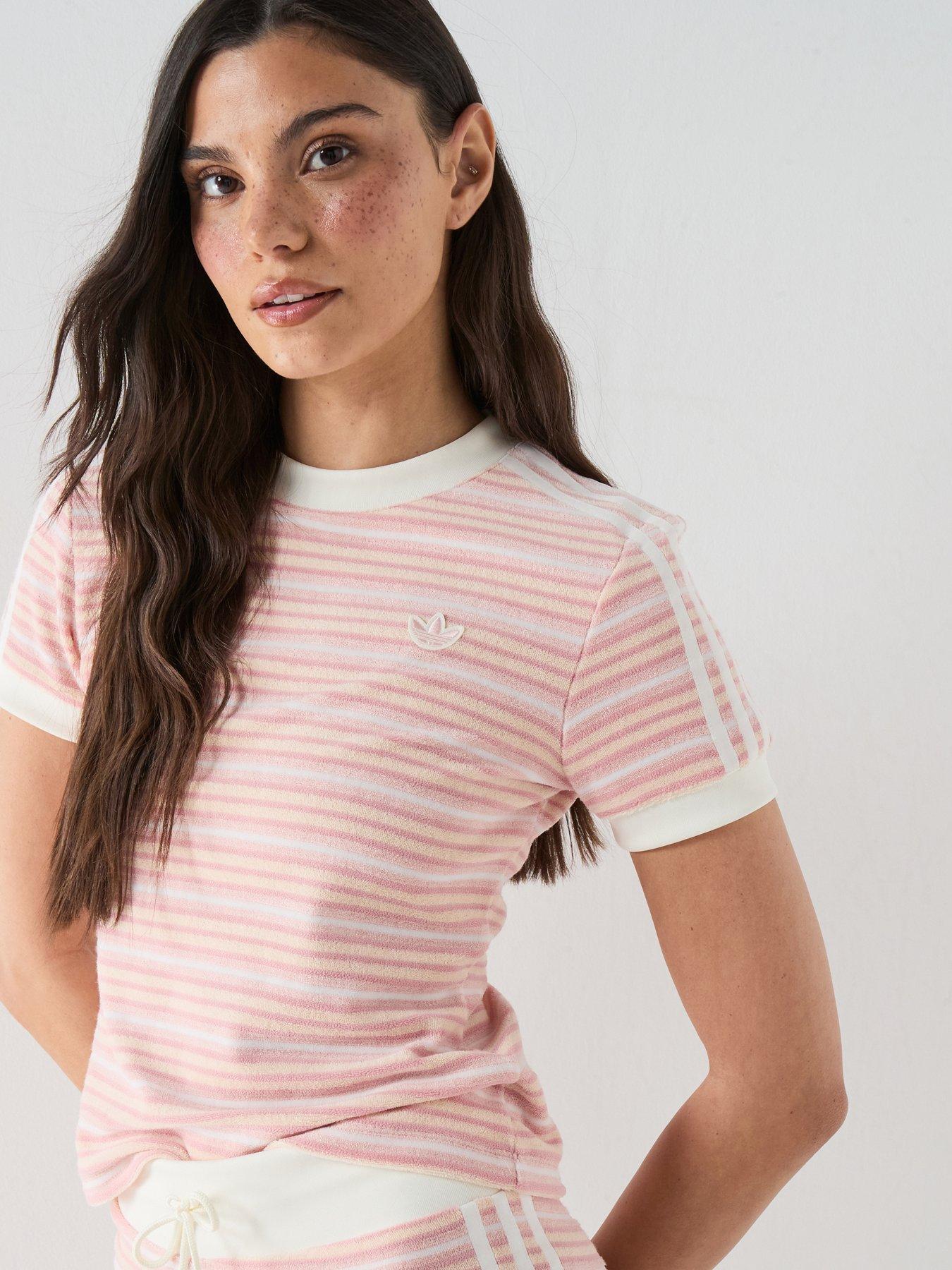 adidas Originals Women's Striped T-Shirt - Pink