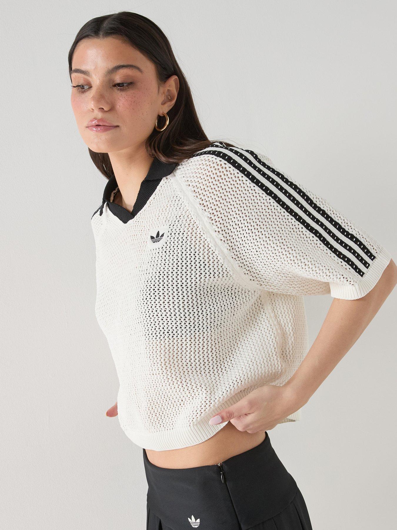 adidas Originals Women's Knitted Crochet Polo - White