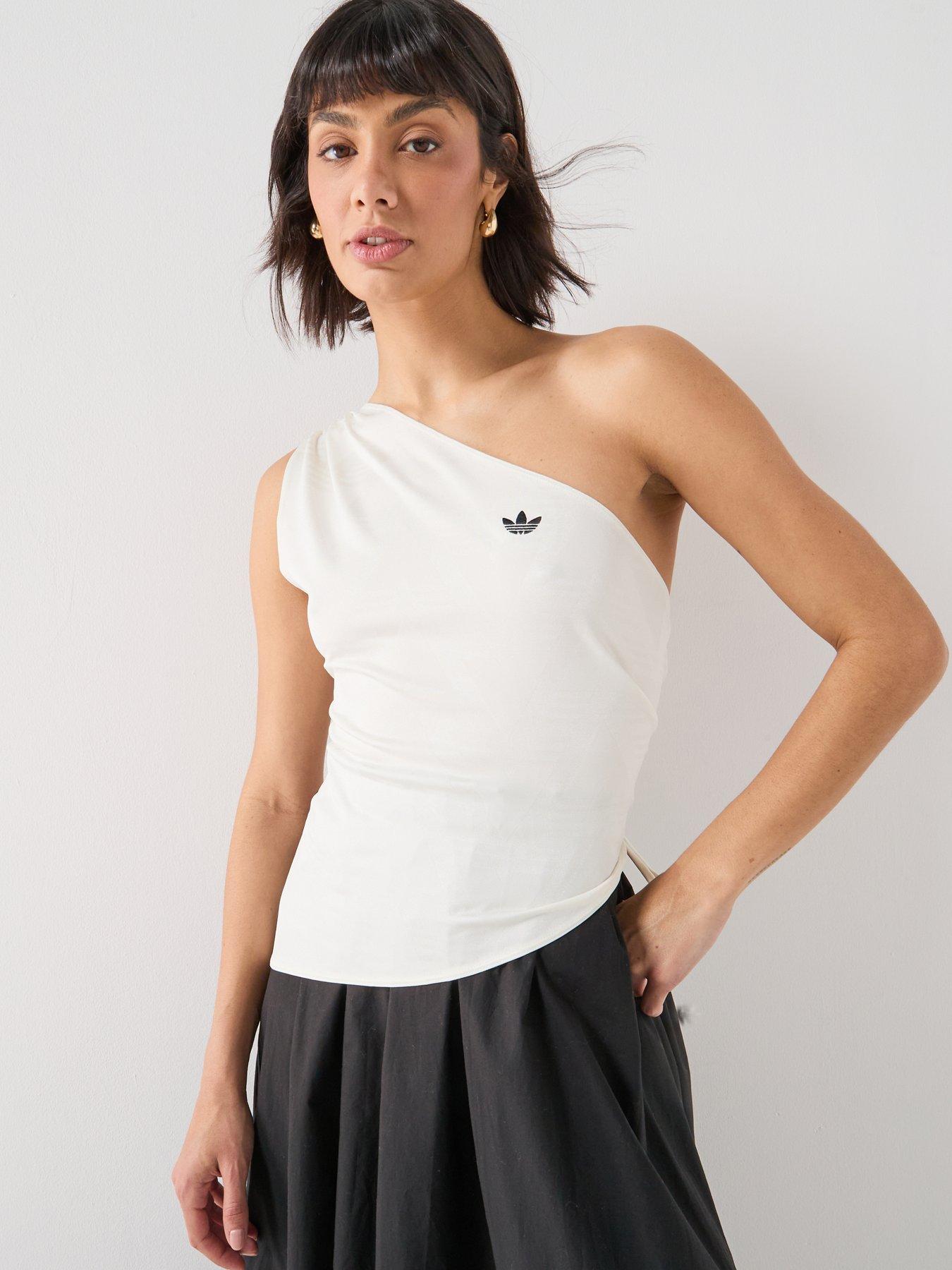adidas Originals Women's Rouched One Shoulder Top - White