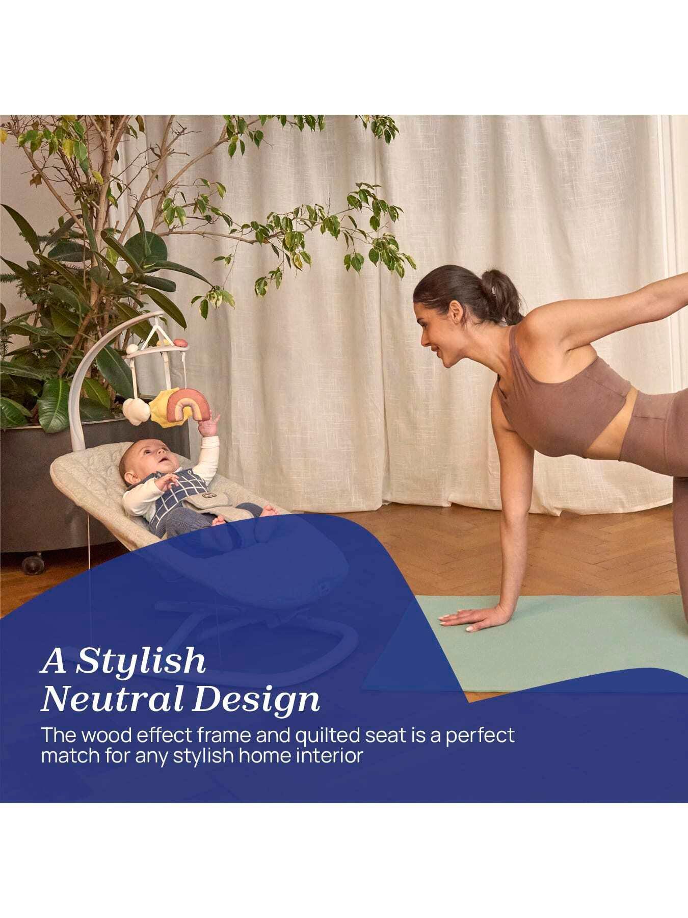 Image 3 of 6 of Chicco Zen Wave Rocker with Natural Rocking Motion, Wooden Grey