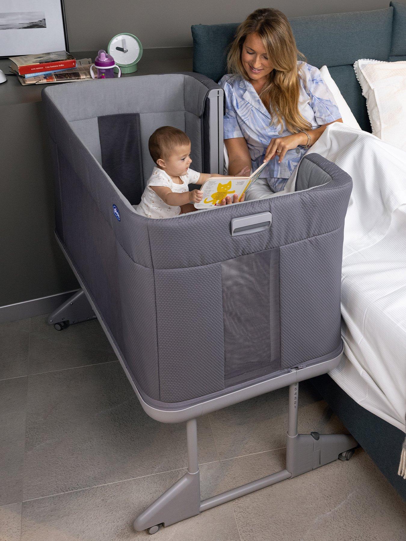  image of chicco-next2me-forever-bedside-crib-with-adjustable-heights-ash-grey