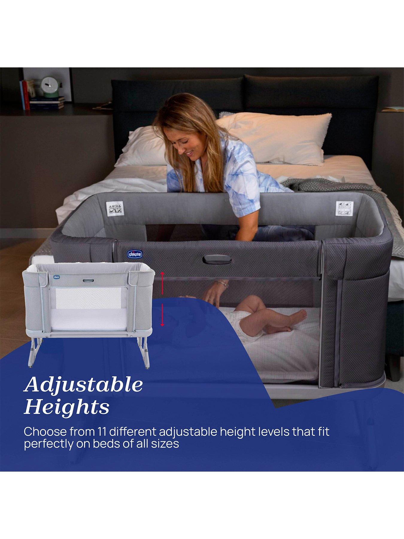  image of chicco-next2me-forever-bedside-crib-with-adjustable-heights-ash-grey