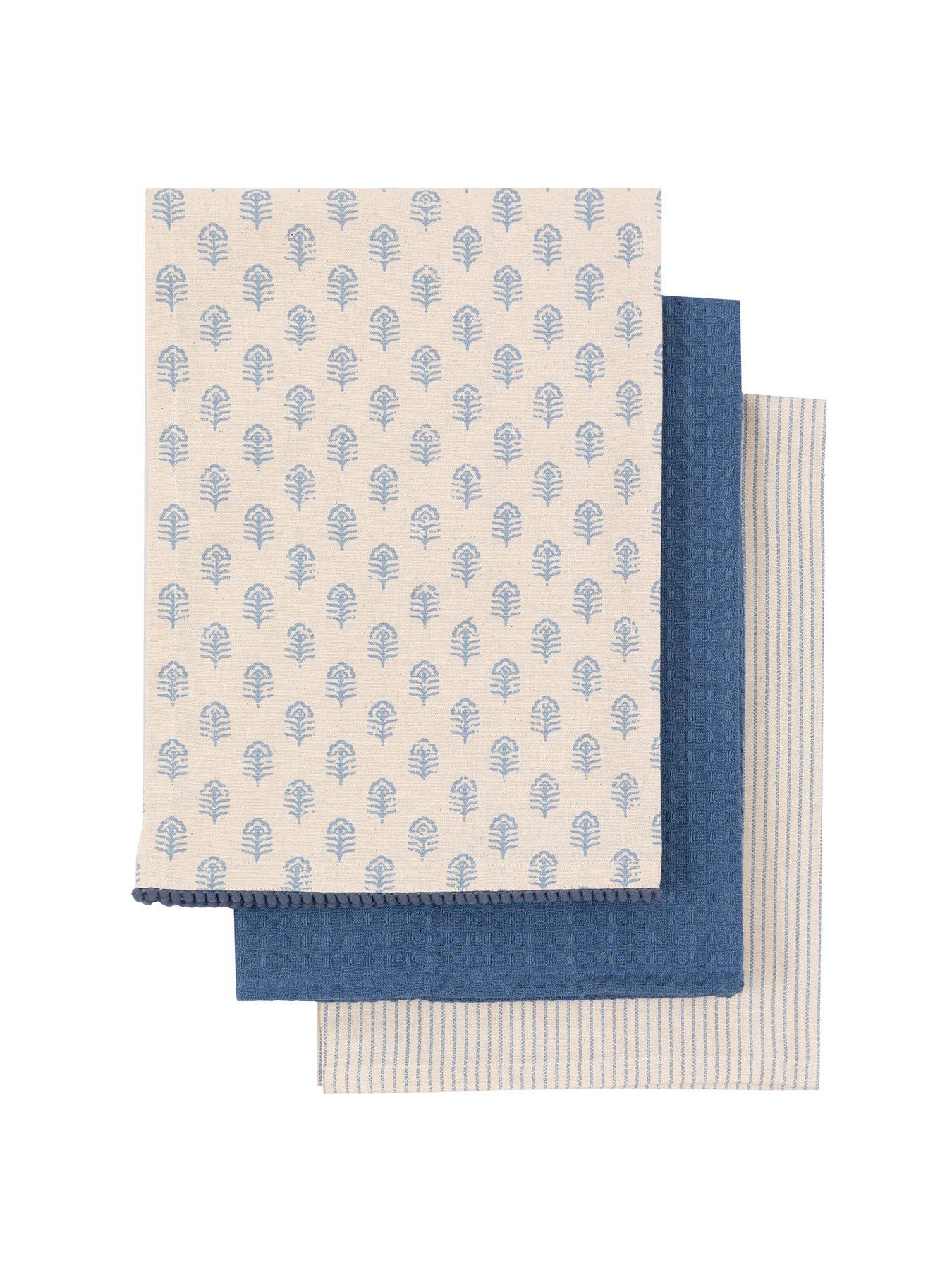 Image 2 of 5 of Gallery Direct Floral Stamp 3 Pack Tea Towel