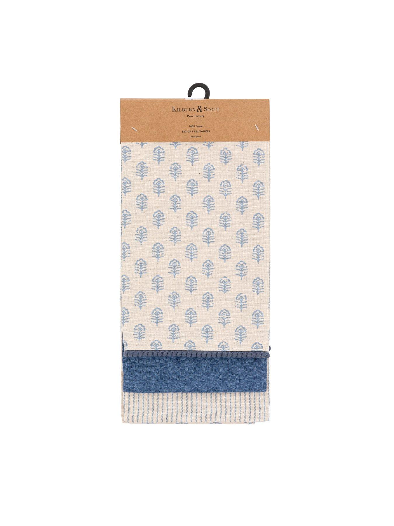 Image 3 of 5 of Gallery Direct Floral Stamp 3 Pack Tea Towel