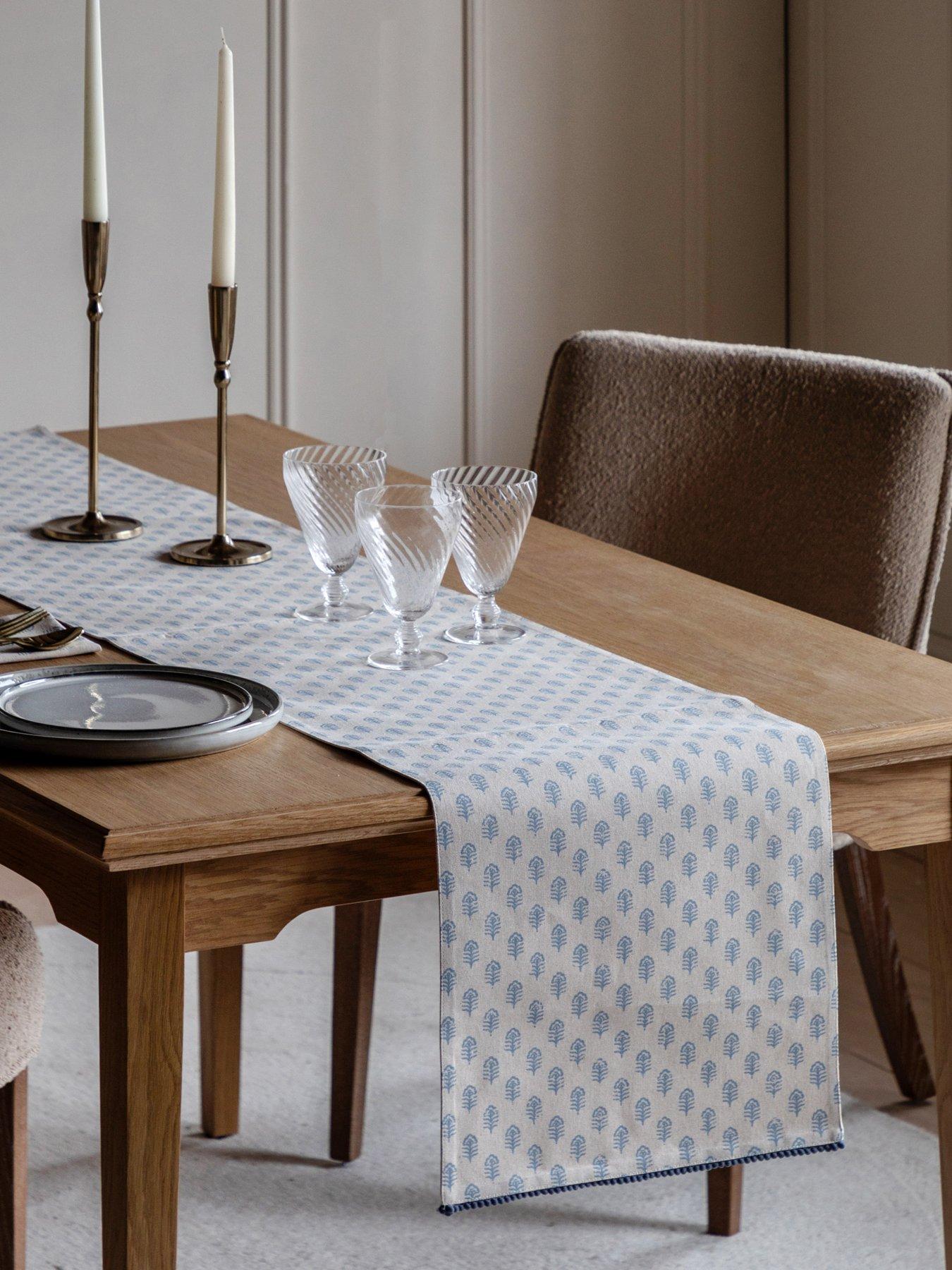  image of gallery-direct-floral-stamp-table-runner