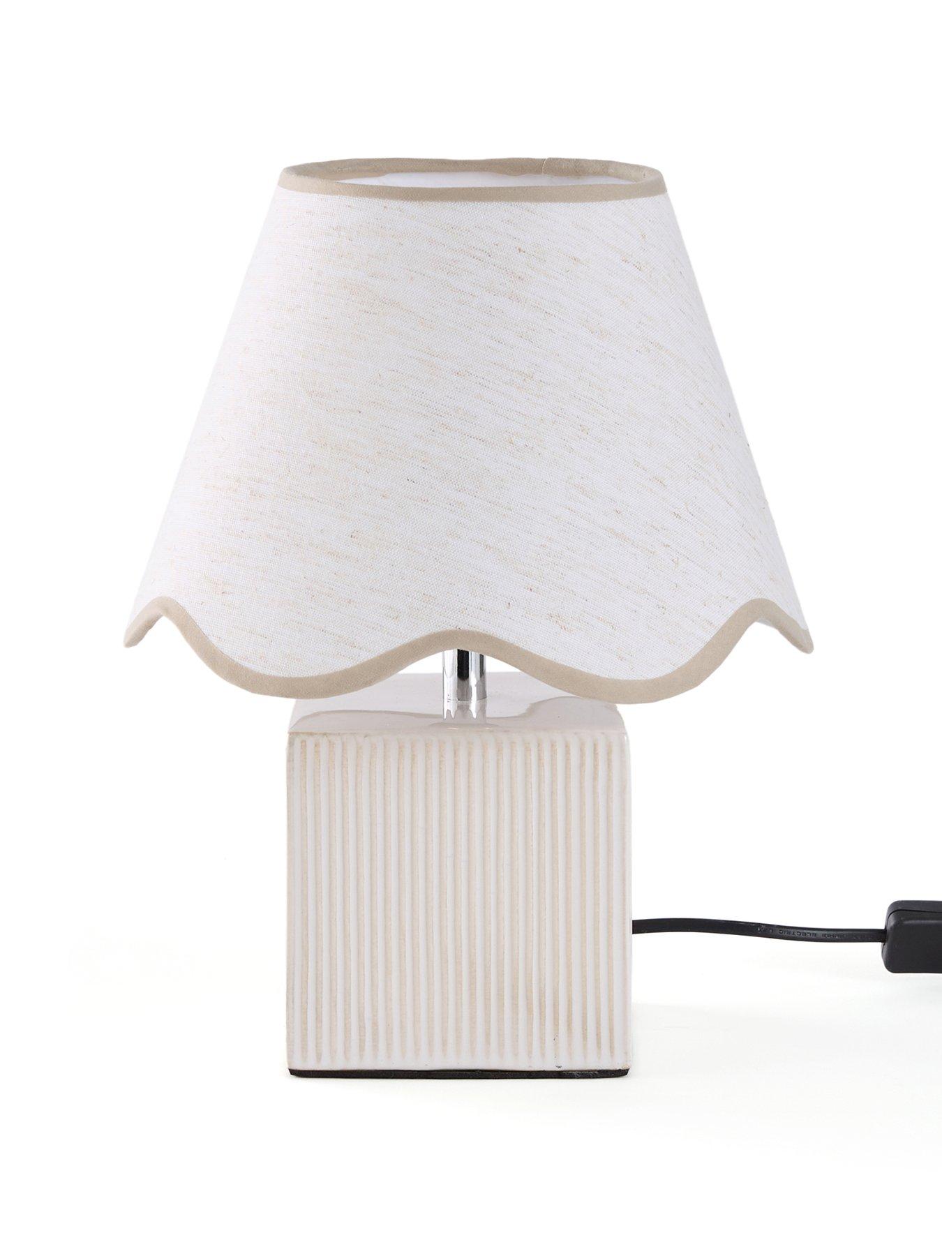 Image 2 of 8 of The Very Collection Ribbed Cube Table Lamp With Scalloped Shade