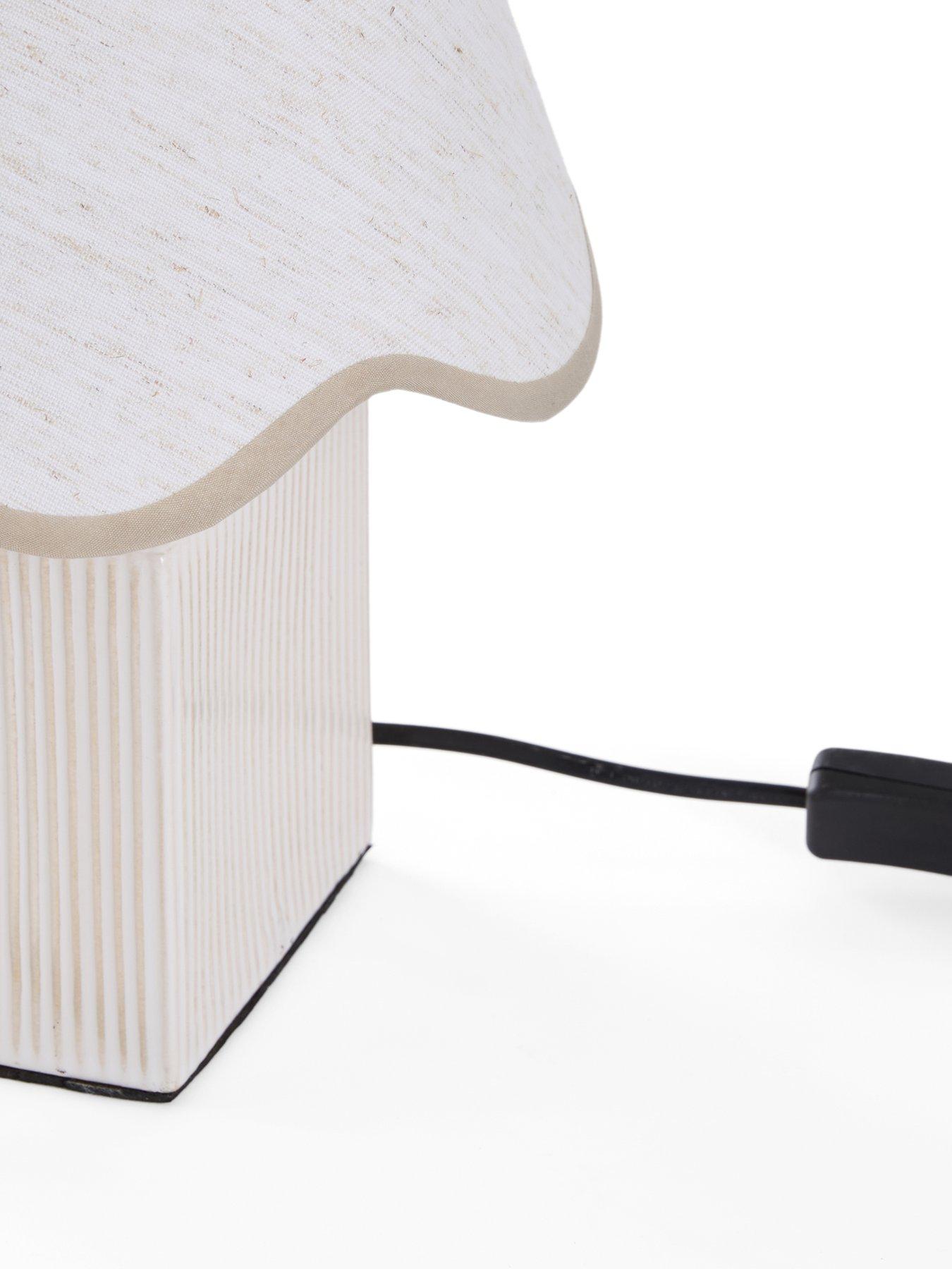 Image 5 of 8 of The Very Collection Ribbed Cube Table Lamp With Scalloped Shade