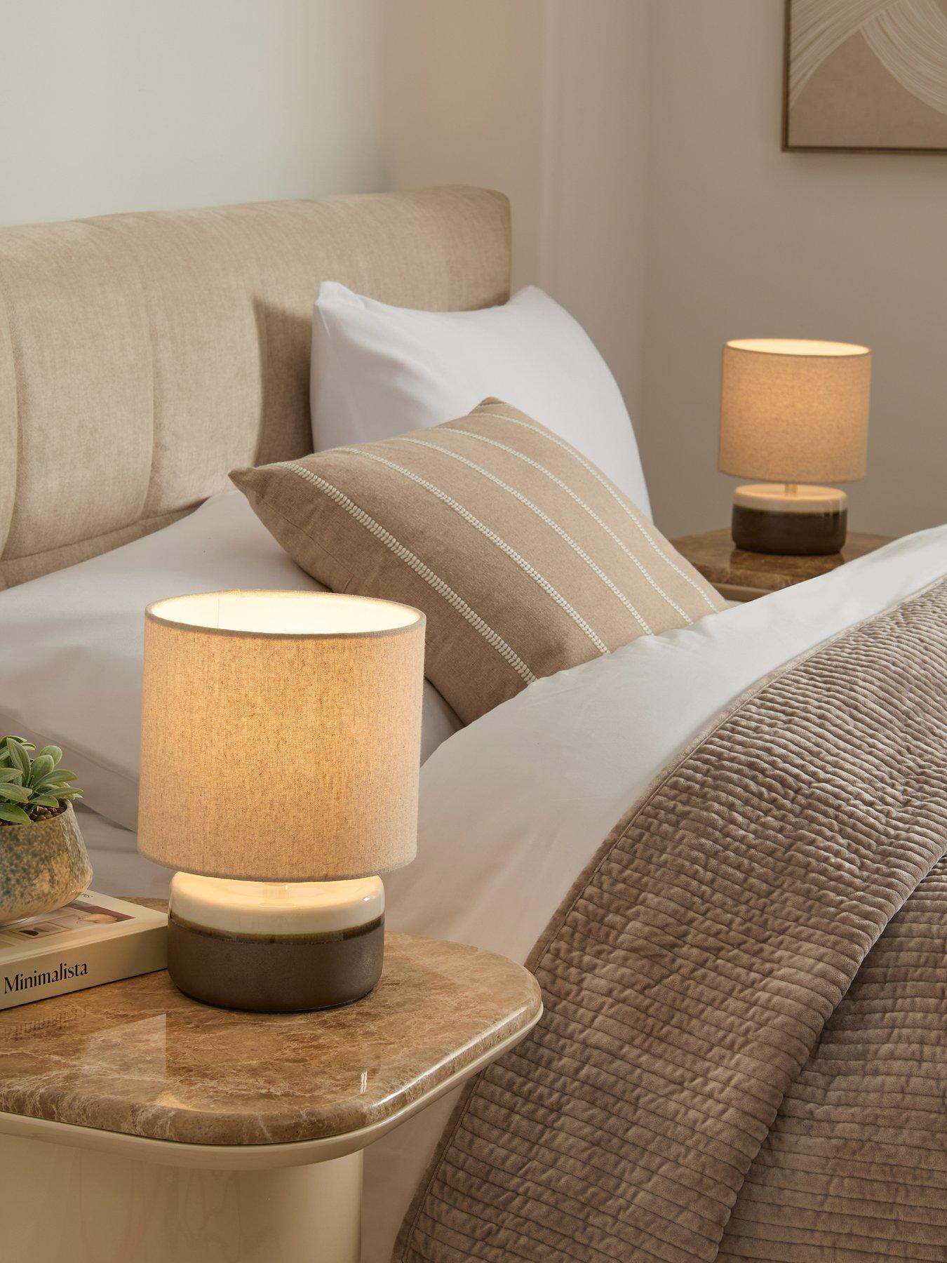 Image 1 of 8 of The Very Collection Set Of 2 Black/white Half Round Table Lamps