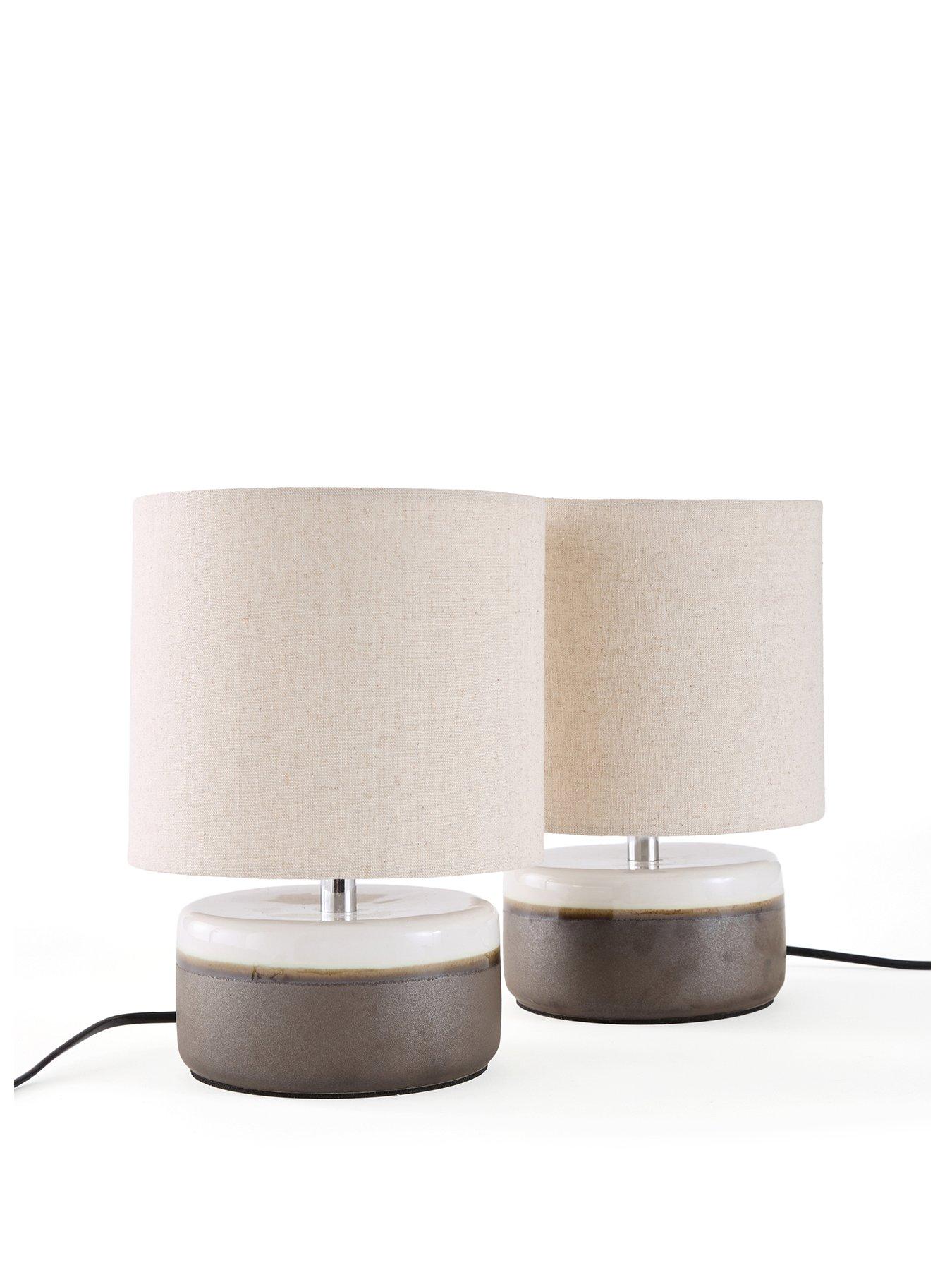 Image 2 of 8 of The Very Collection Set Of 2 Black/white Half Round Table Lamps