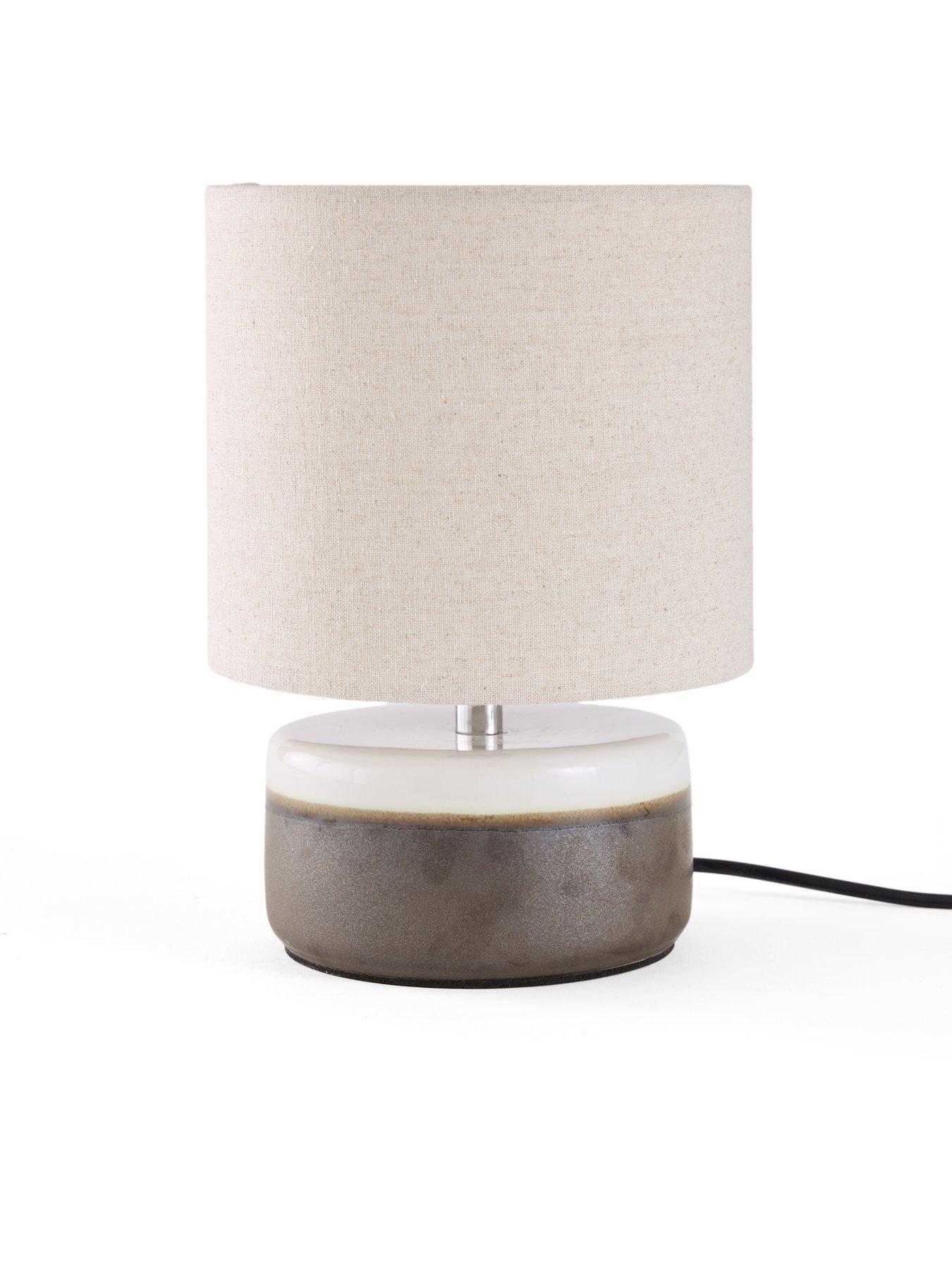 Image 3 of 8 of The Very Collection Set Of 2 Black/white Half Round Table Lamps