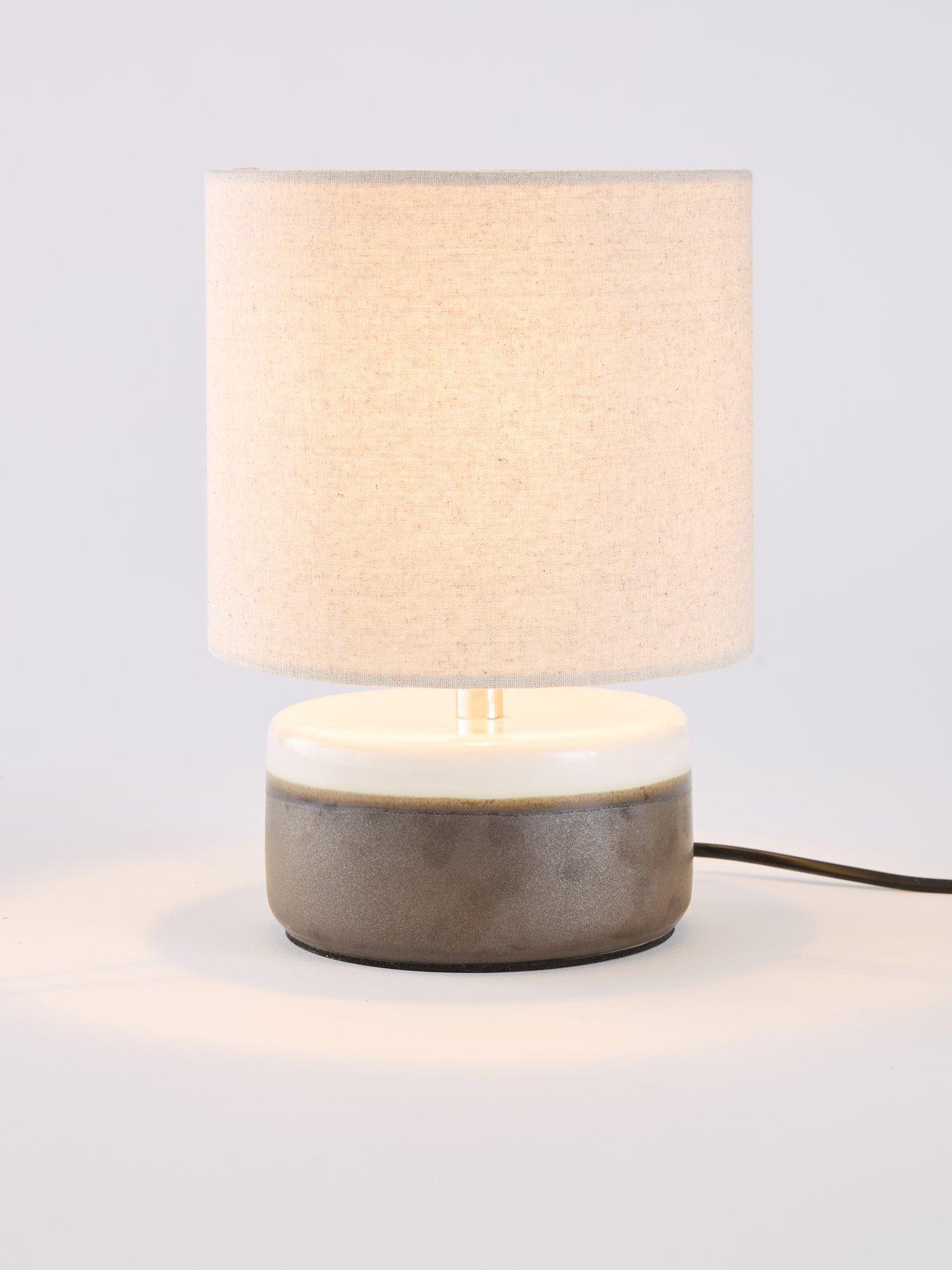 Image 4 of 8 of The Very Collection Set Of 2 Black/white Half Round Table Lamps
