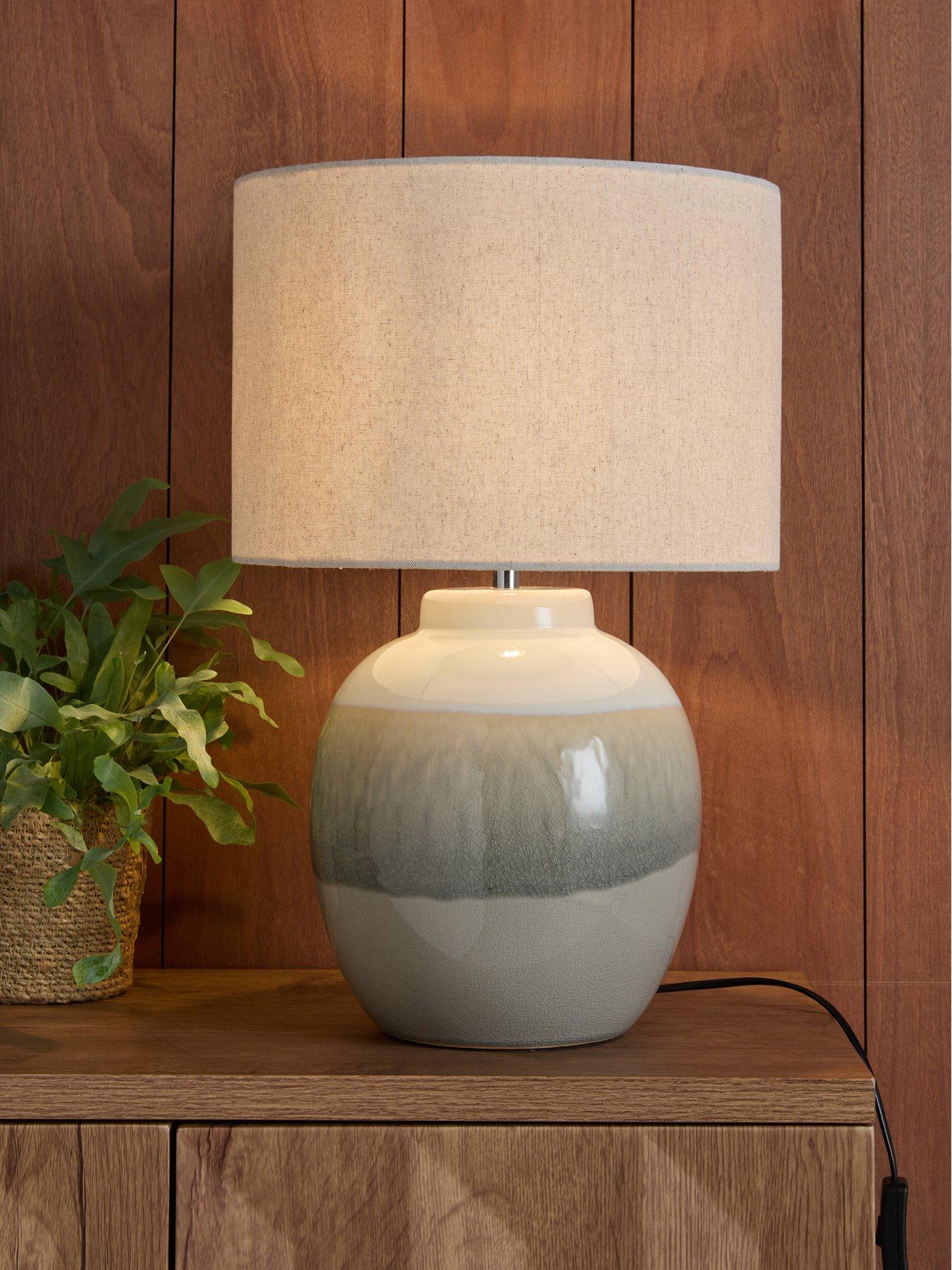 Image 1 of 8 of The Very Collection Grey Reactive Glaze Table Lamp