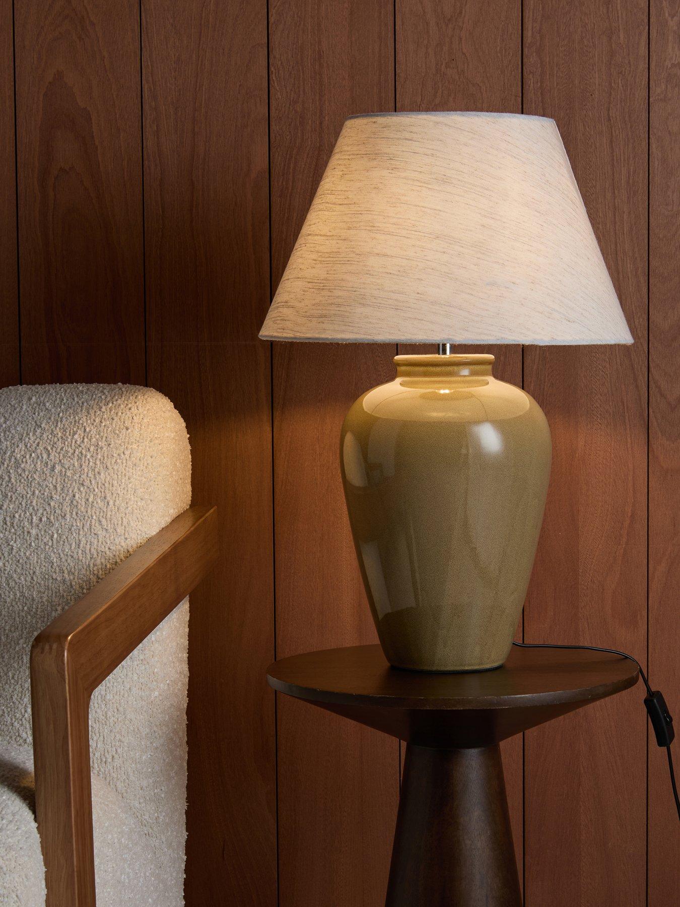 The Very Collection Reactive Ceramic Urn Table Lamp Large - Brown