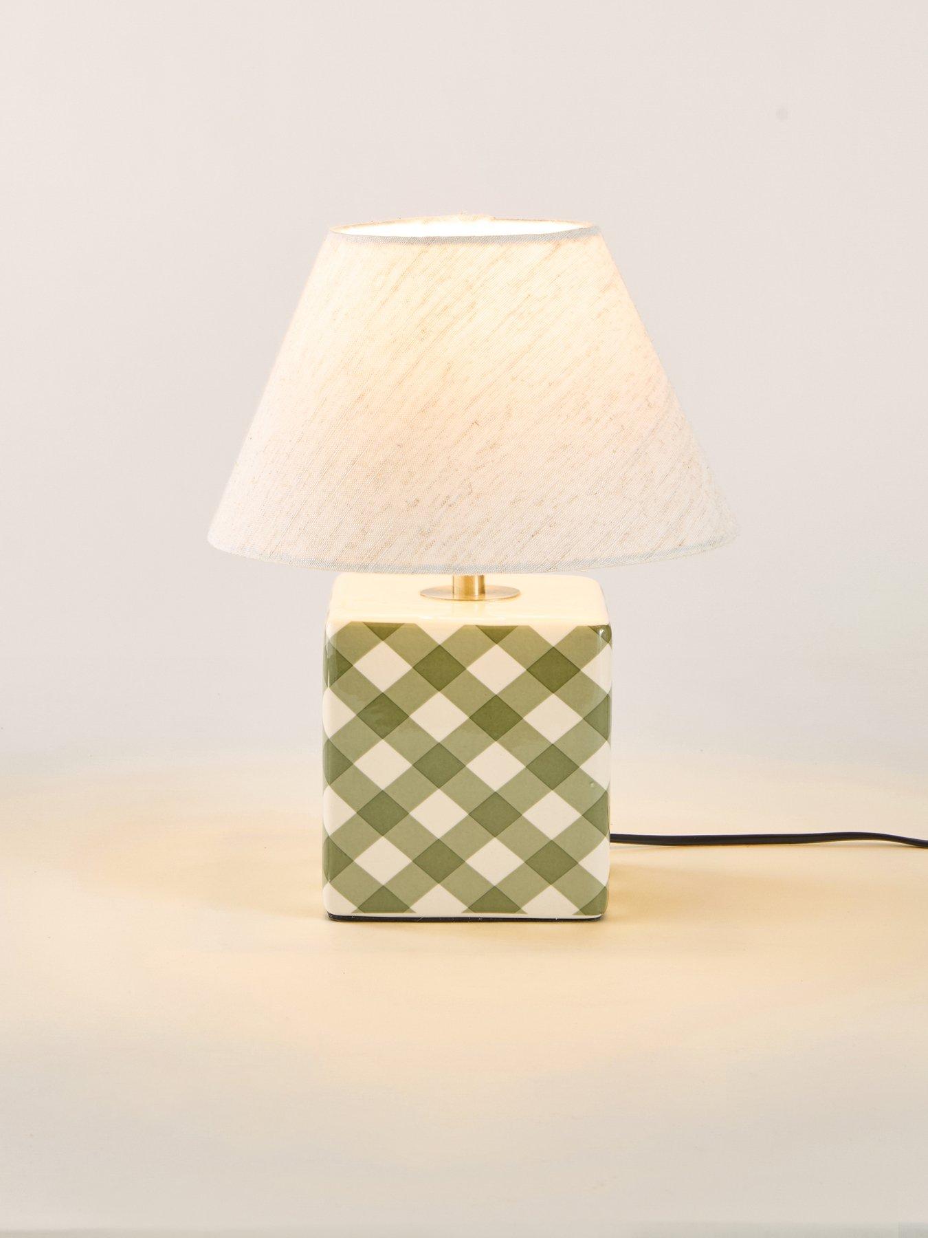 Image 3 of 7 of The Very Collection Gingham Cube Table Lamp