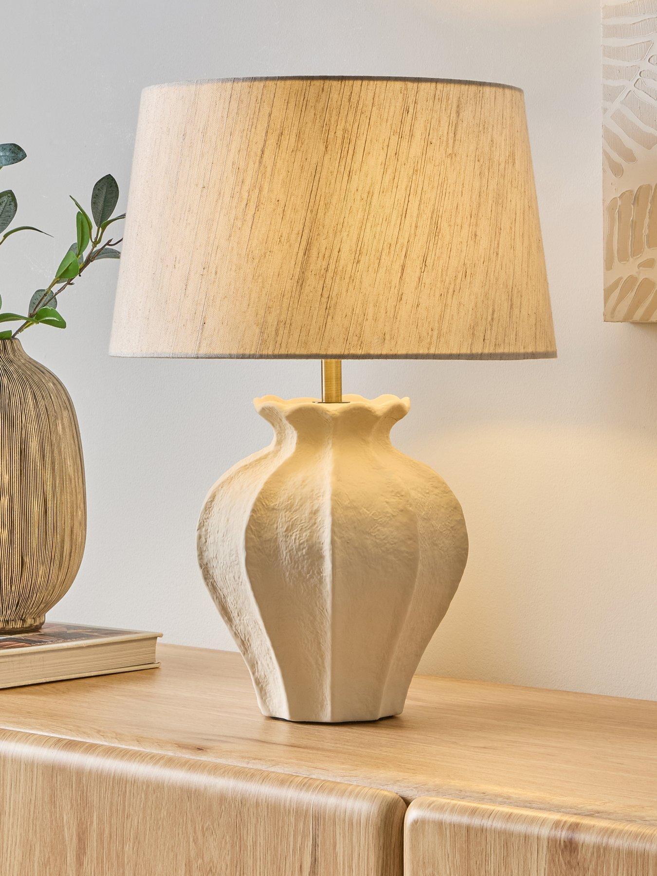 Image 1 of 8 of The Very Collection Vertical Rib Ceramic Textured Table Lamp