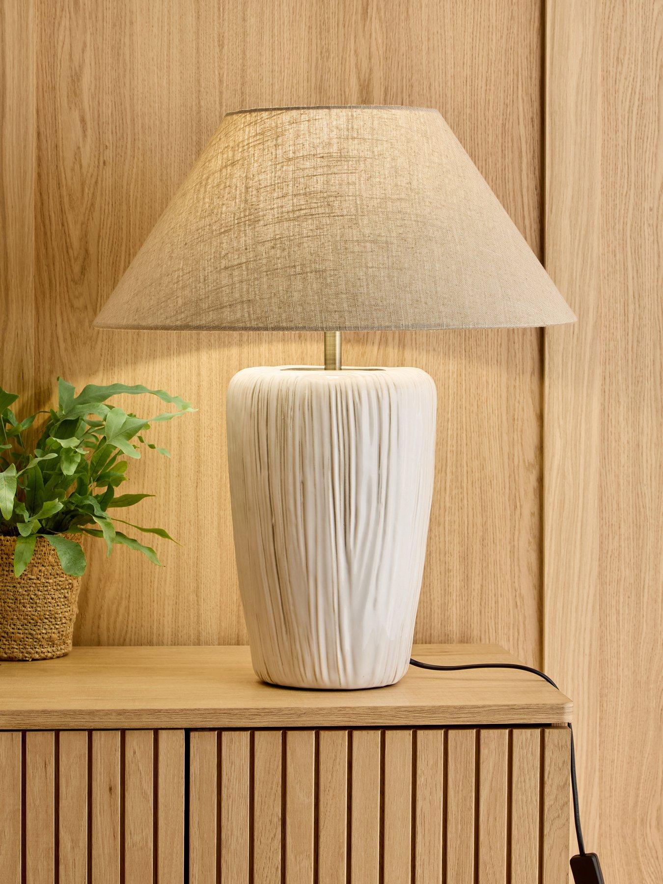 Image 1 of 7 of The Very Collection Brushed Ceramic Table Lamp