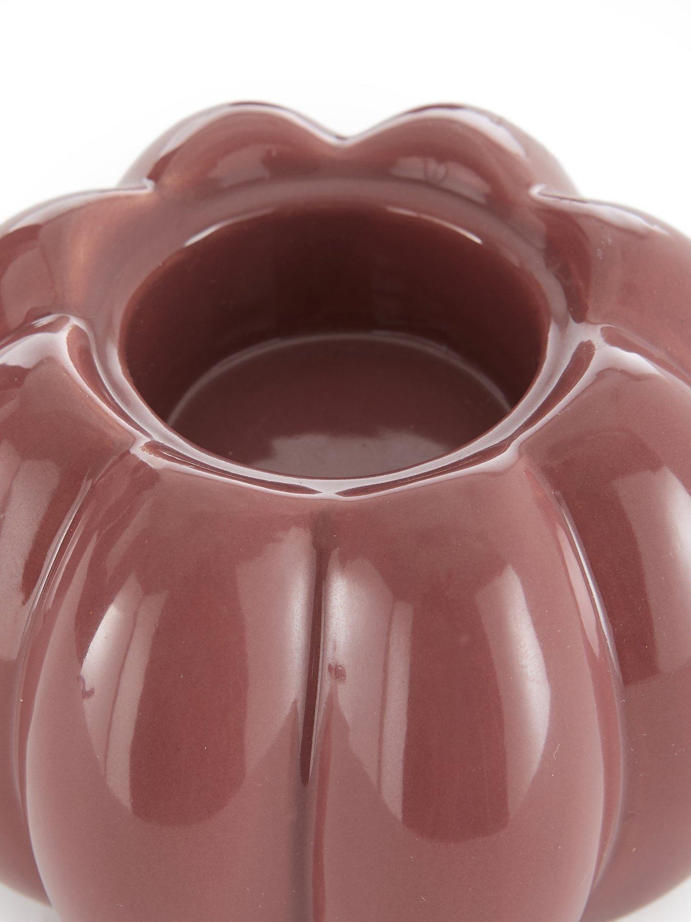 Image 4 of 5 of The Very Collection Set Of 2 Pumpkin Ceramic Tealight Candle Holder Red
