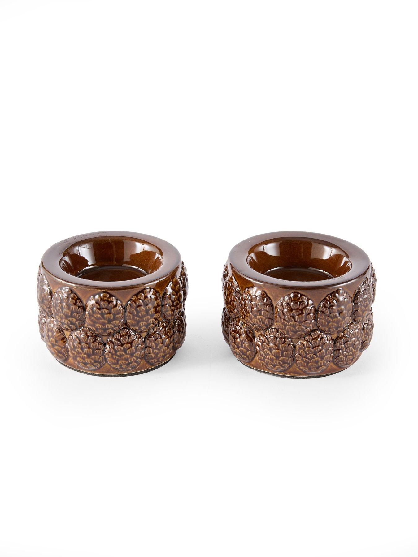 Image 3 of 7 of The Very Collection Tealight Candle Holder With Pinecone Detail