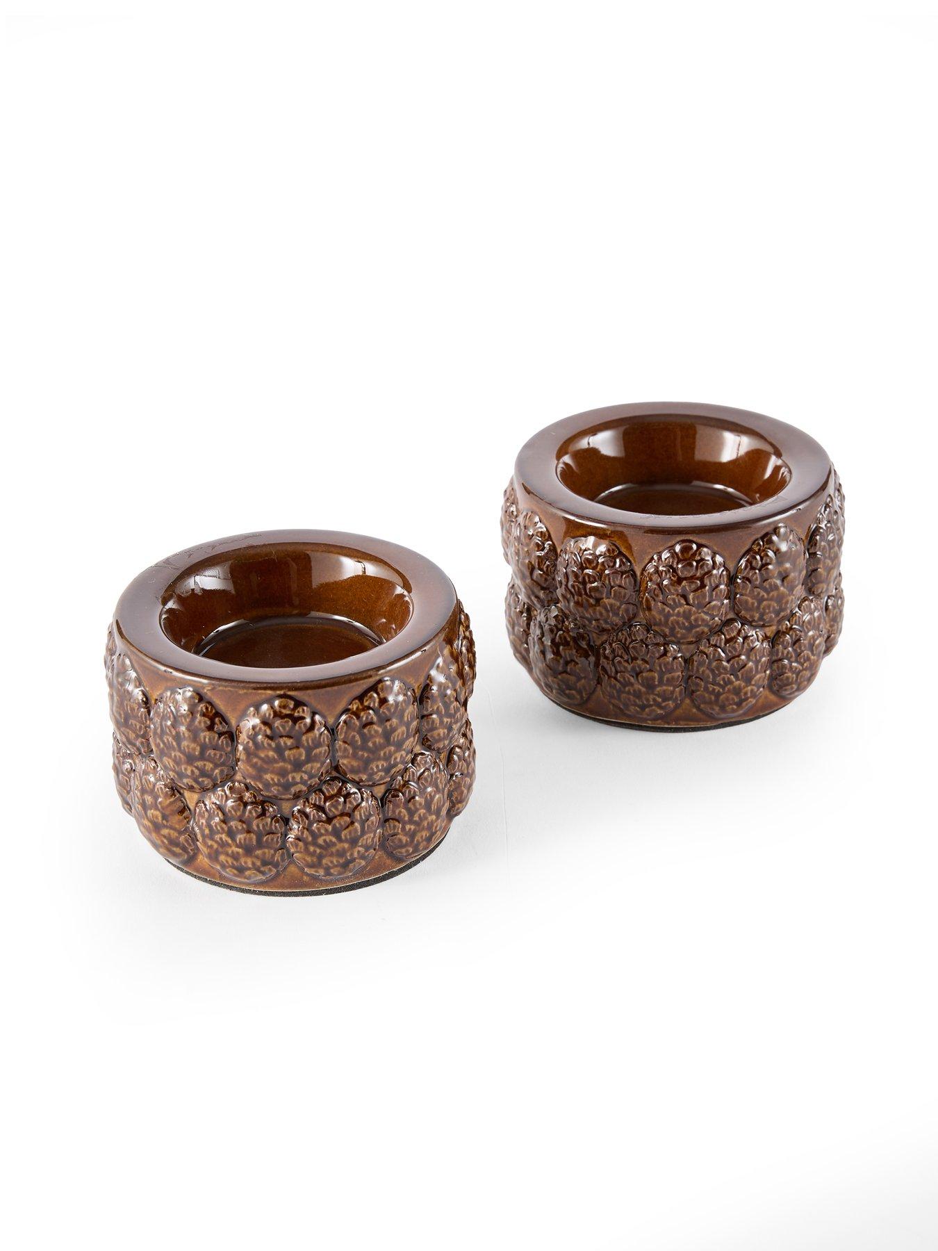 Image 4 of 7 of The Very Collection Tealight Candle Holder With Pinecone Detail