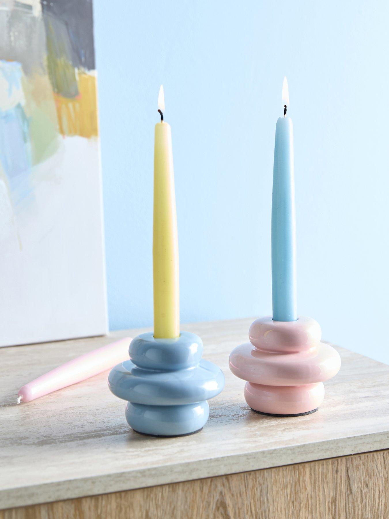 Image 1 of 7 of The Very Collection Set Of 2 Softscape Ceramic Candlestick Holders