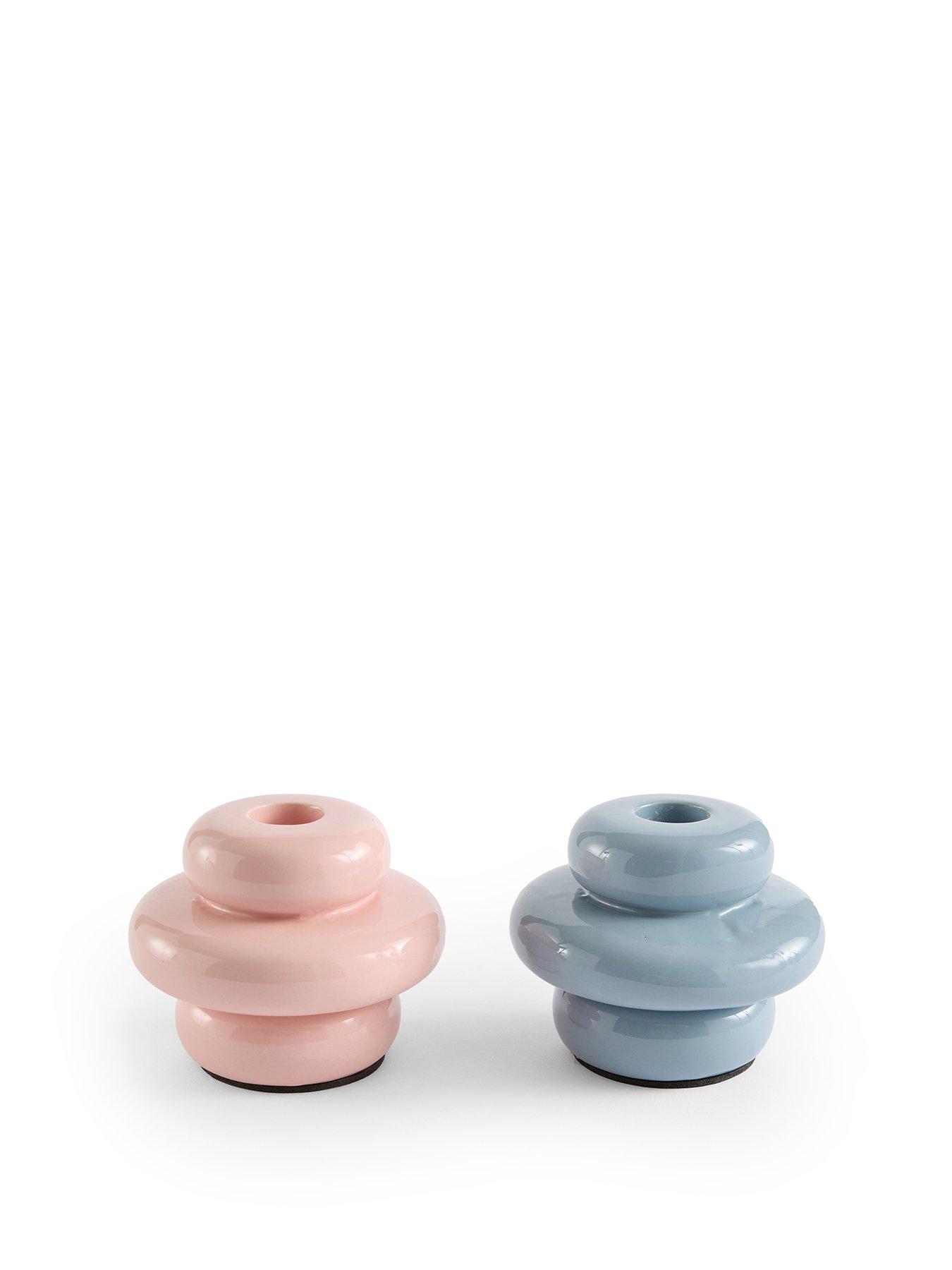 Image 2 of 7 of The Very Collection Set Of 2 Softscape Ceramic Candlestick Holders