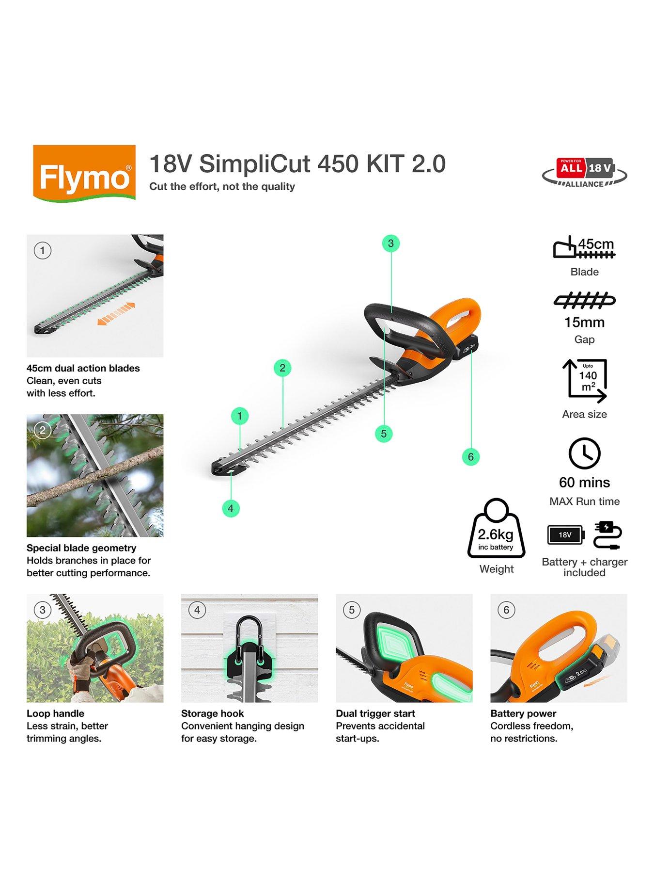 Image 2 of 7 of Flymo 18V SimpliCut 450 Cordless Hedge Trimmer