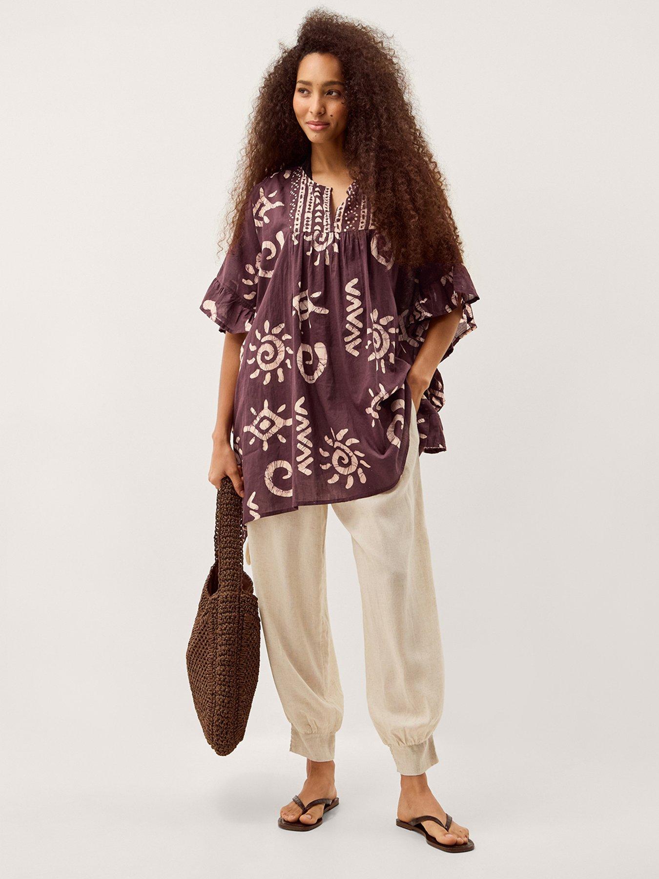 Image 3 of 5 of Monsoon Mafalda Batik Kaftan - Brown
